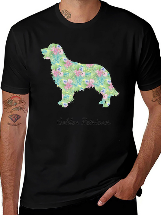 Golden Retriever Floral Silhouette Tee