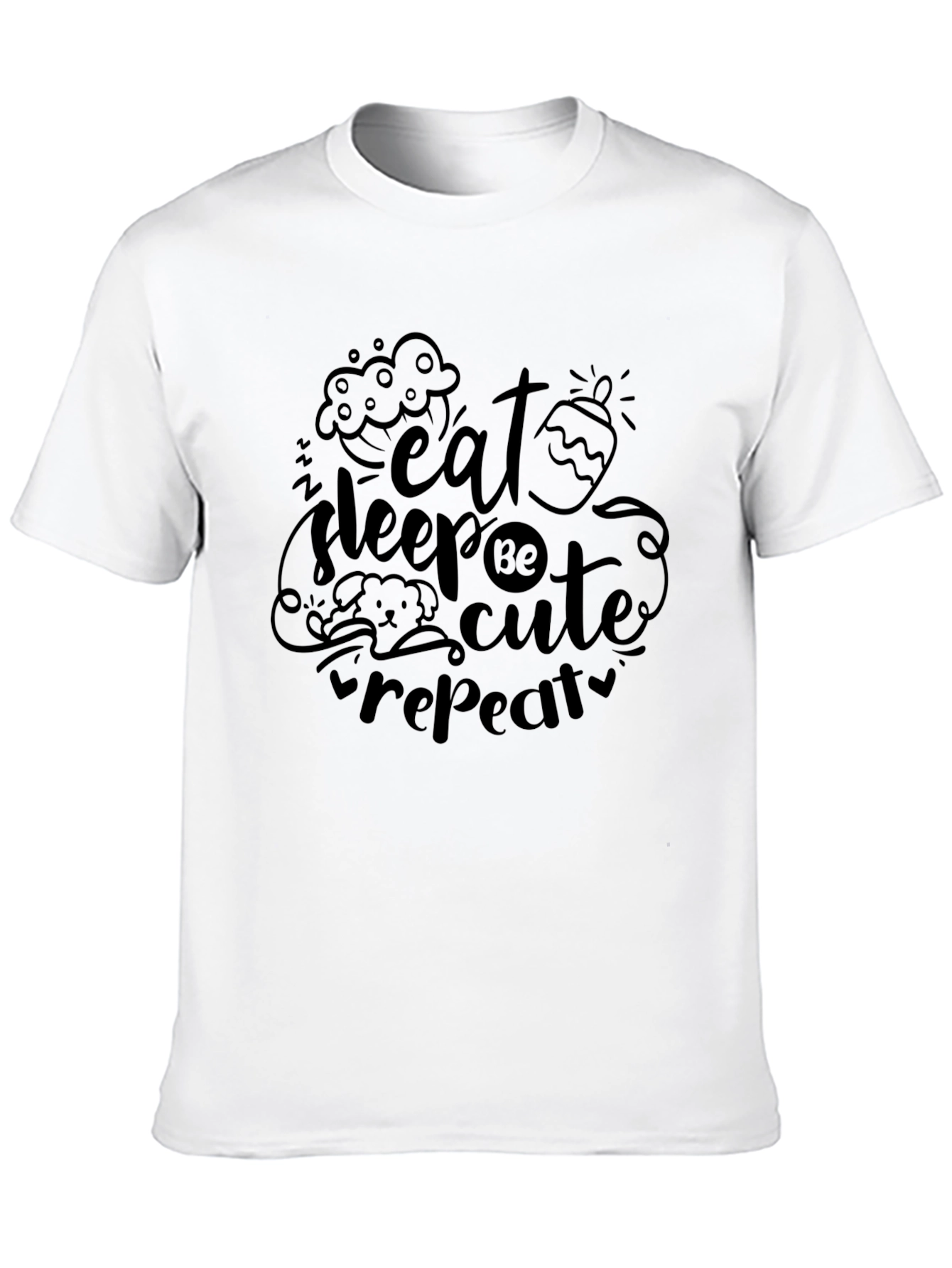 Eat Sleep Be Cute Repeat Black Graphic Tee