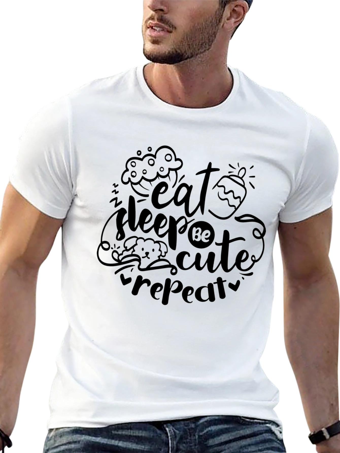 Eat Sleep Be Cute Repeat Black Graphic Tee