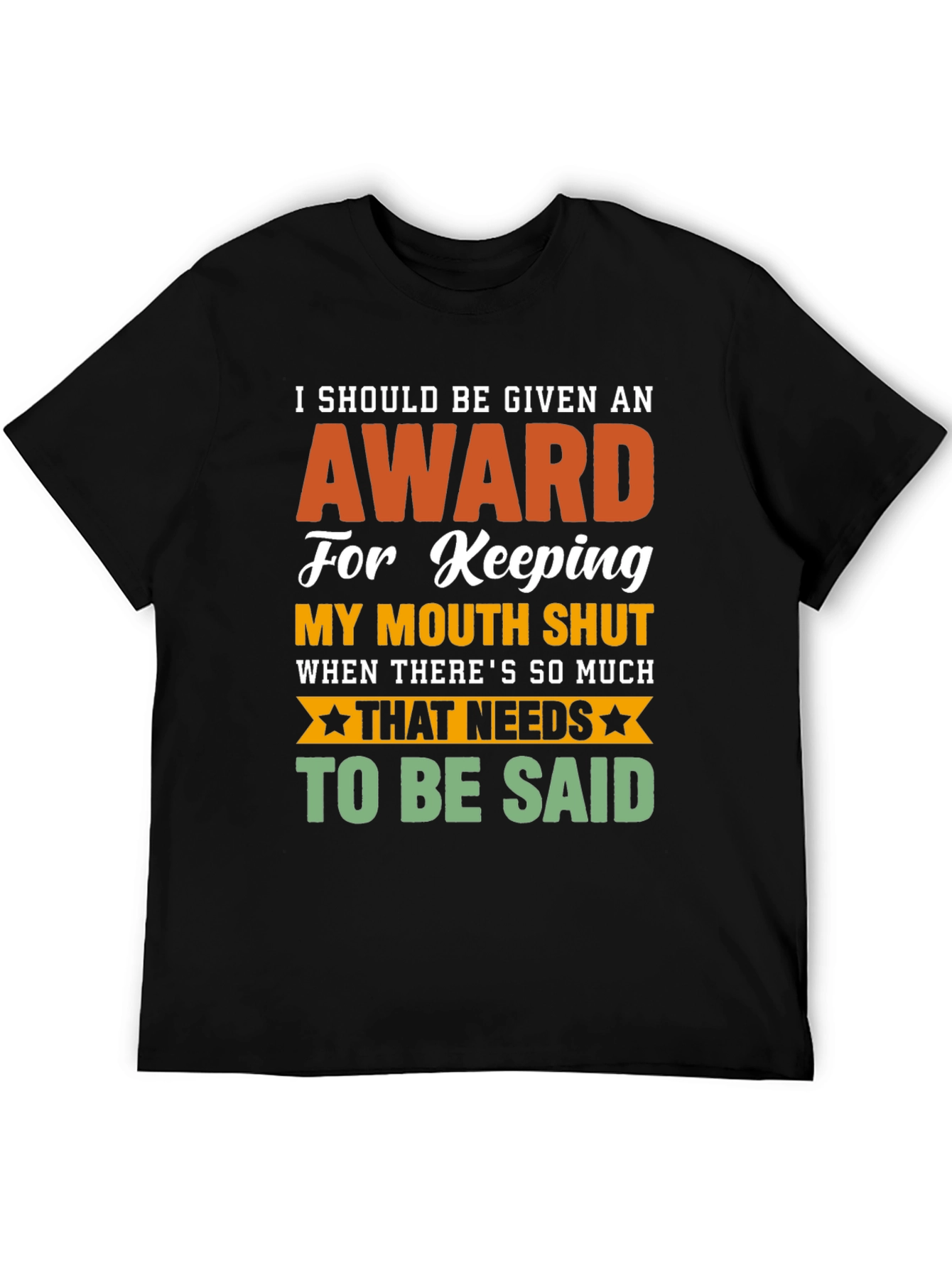 Funny Award Keeping Mouth Shut Graphic T-Shirt