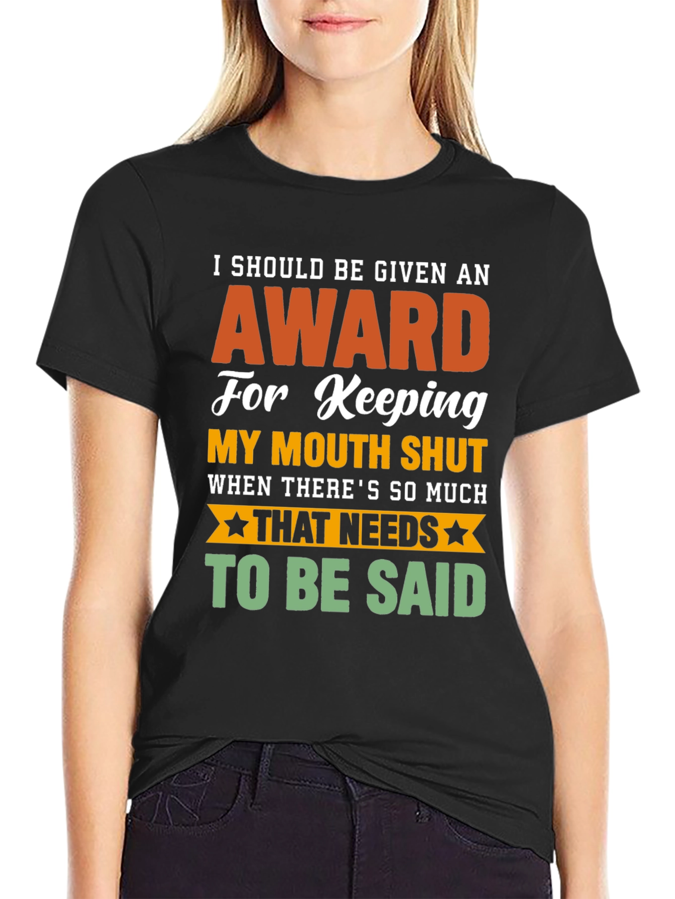 Funny Award Keeping Mouth Shut Graphic T-Shirt