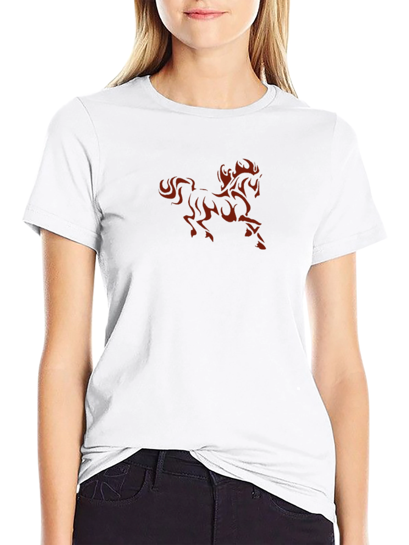 Fiery Horse Graphic Tee - Black Cotton T-Shirt