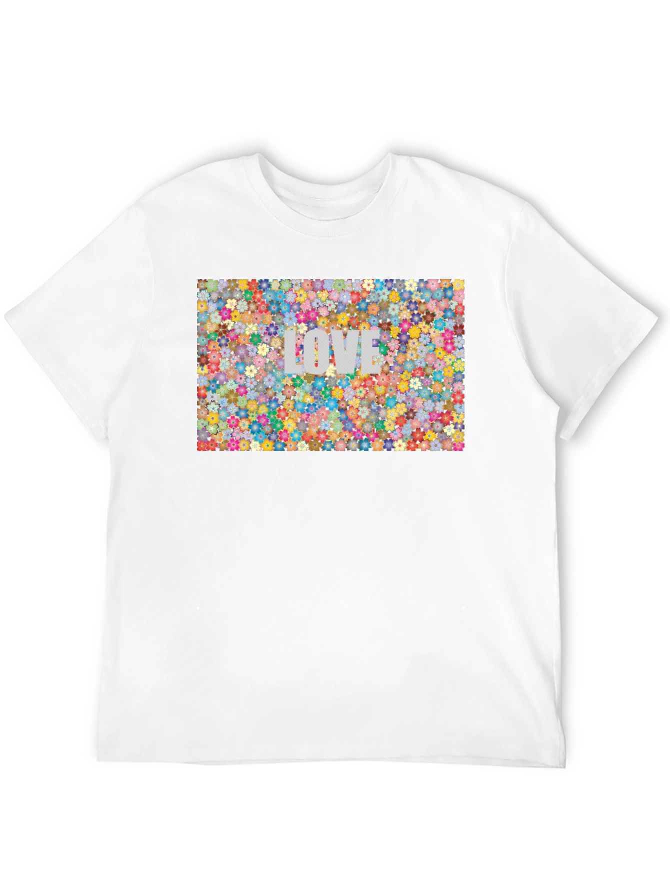 Floral LOVE Print T-Shirt - Stylish Black Tee