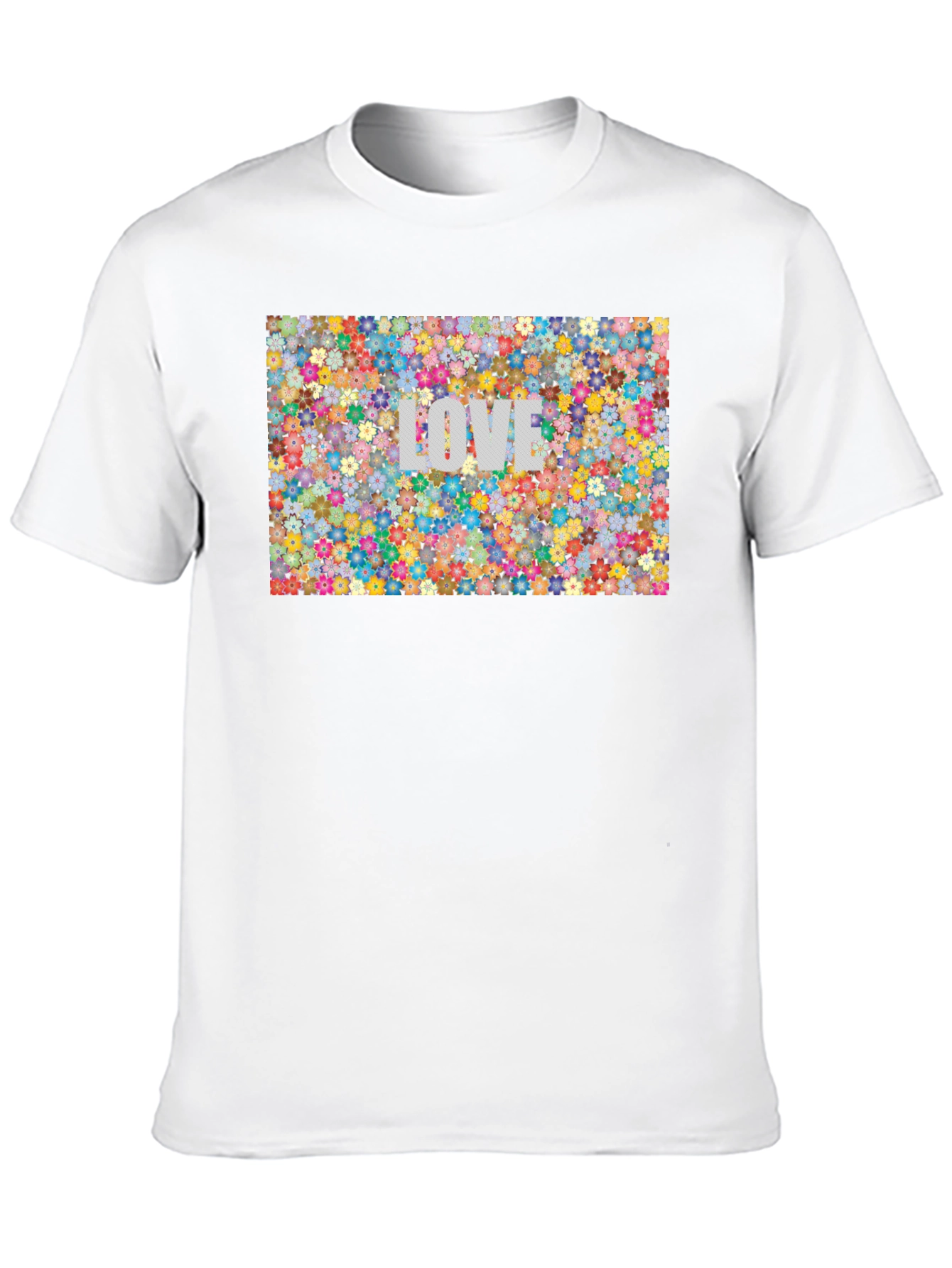Floral LOVE Print T-Shirt - Stylish Black Tee