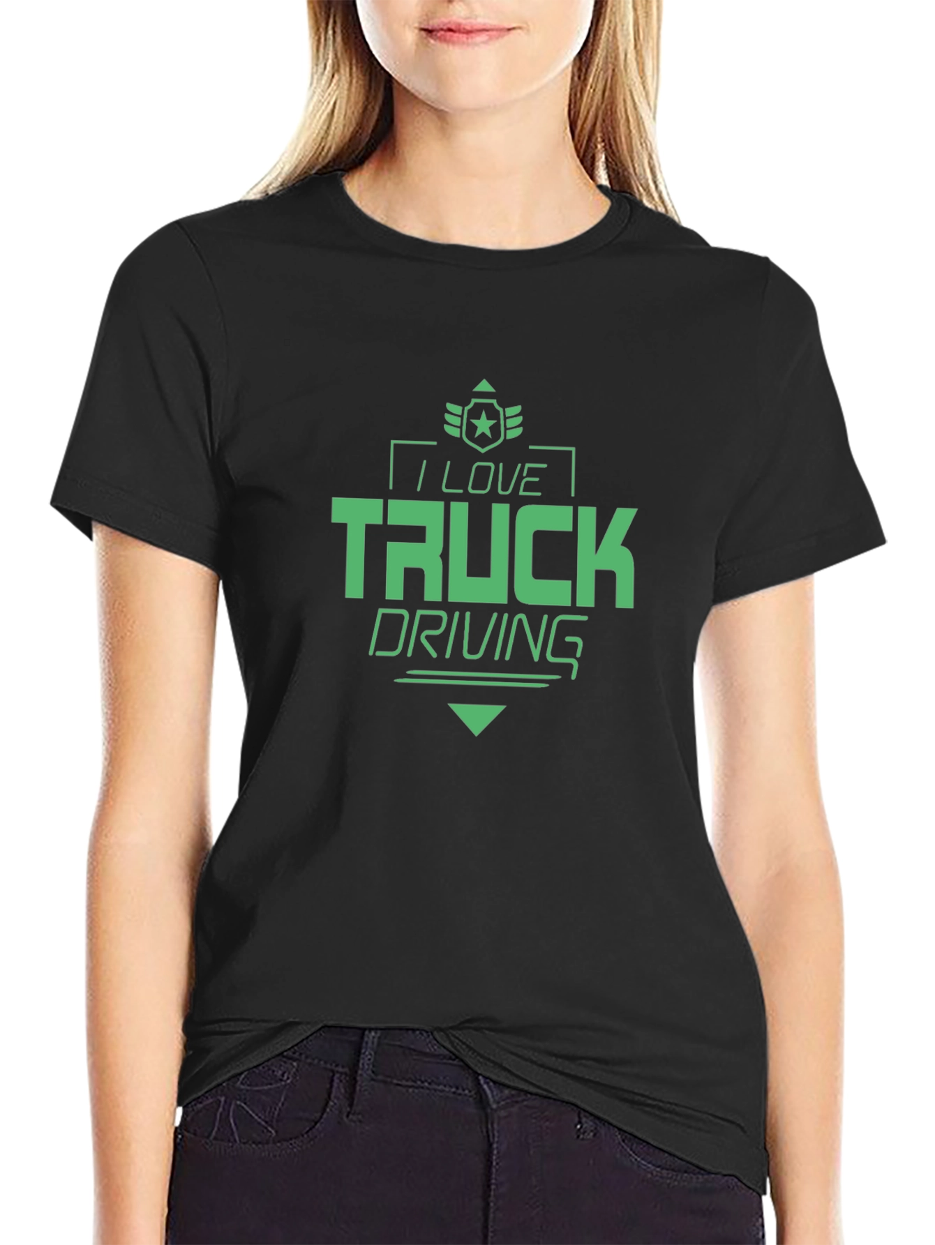 I Love Truck Driving Black T-Shirt