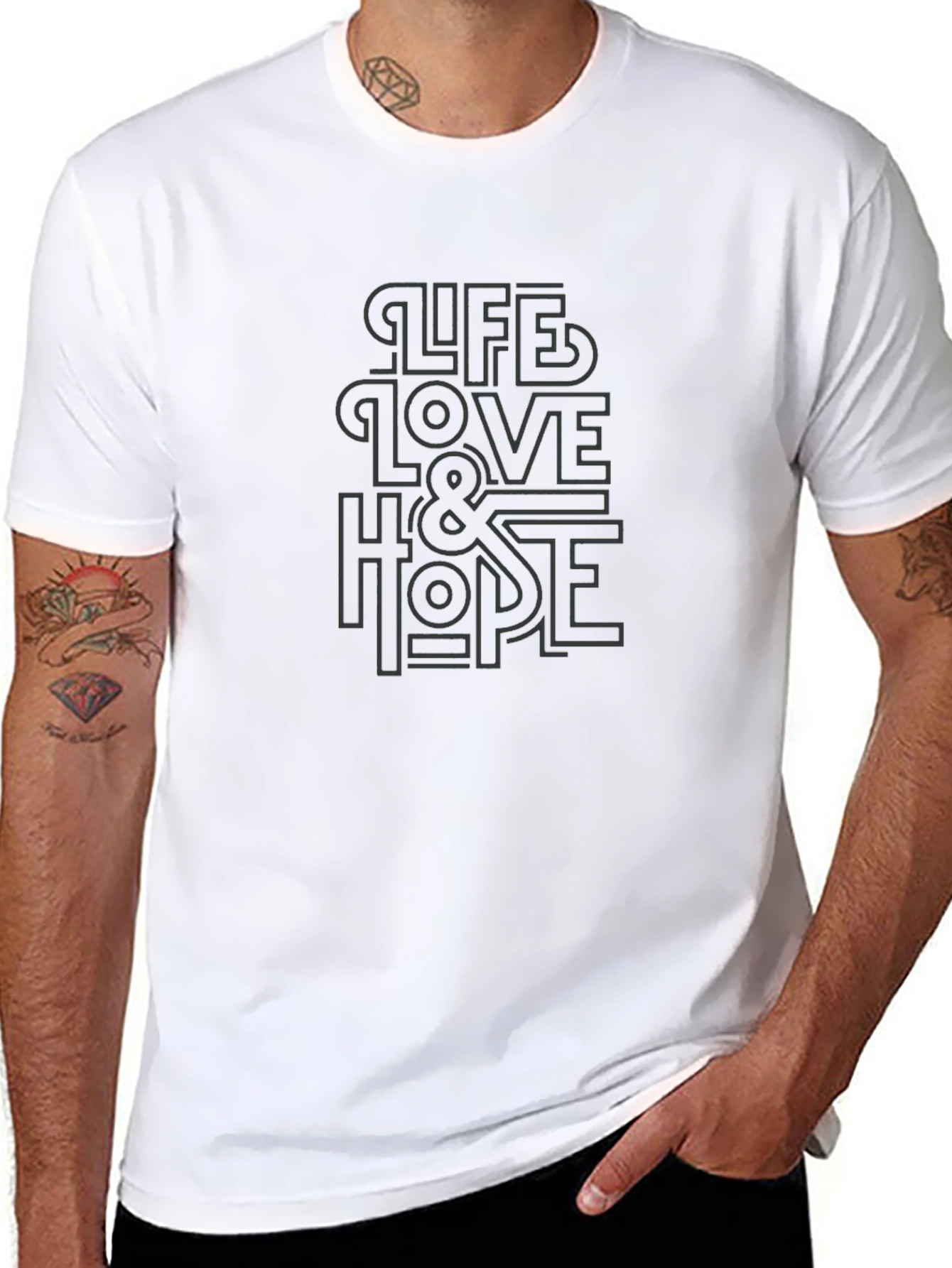 Life Love & Hope Black Graphic T-Shirt