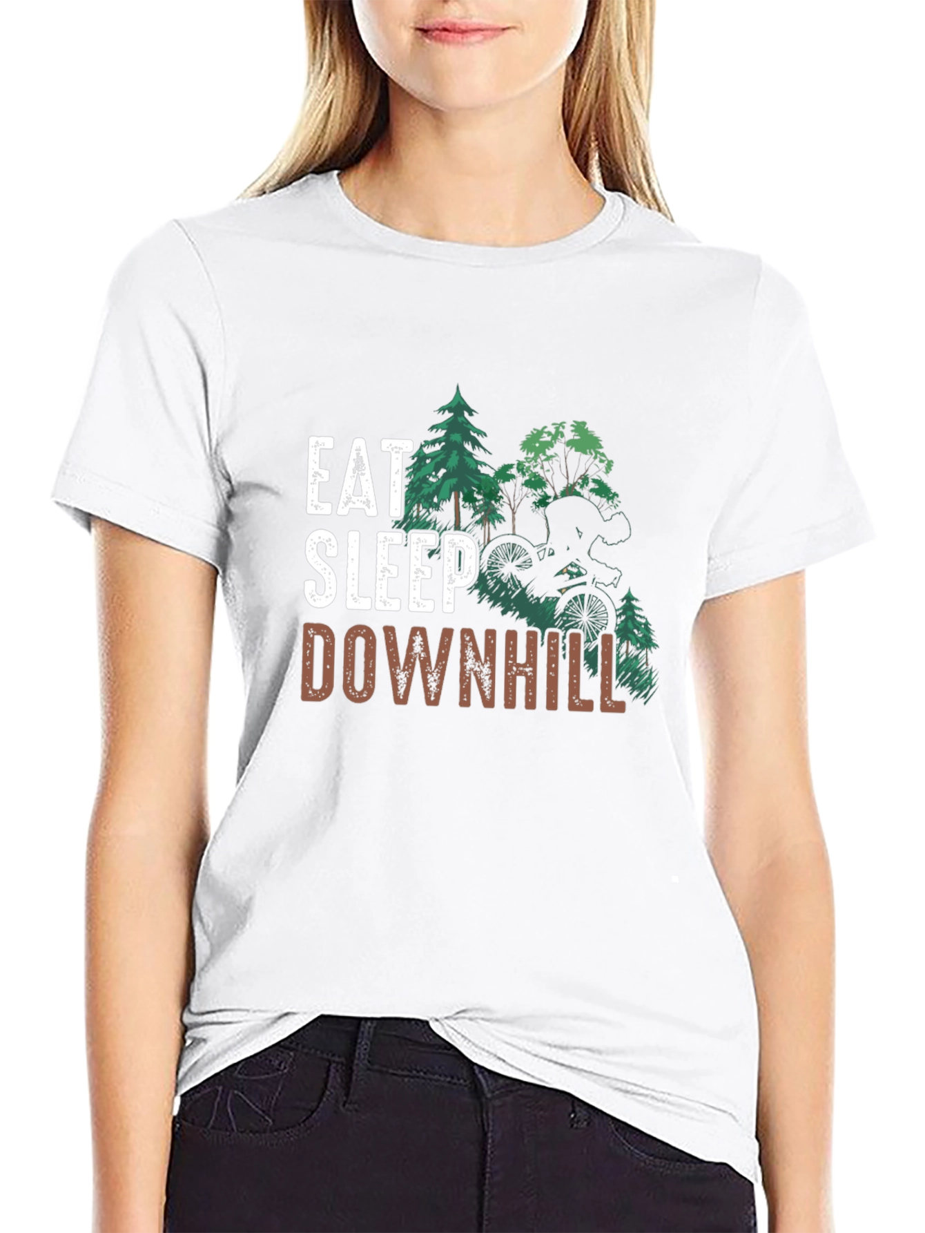 Eat Sleep Downhill Black T-Shirt