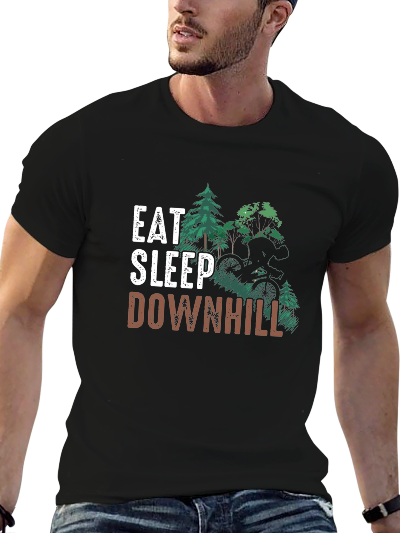 Eat Sleep Downhill Black T-Shirt