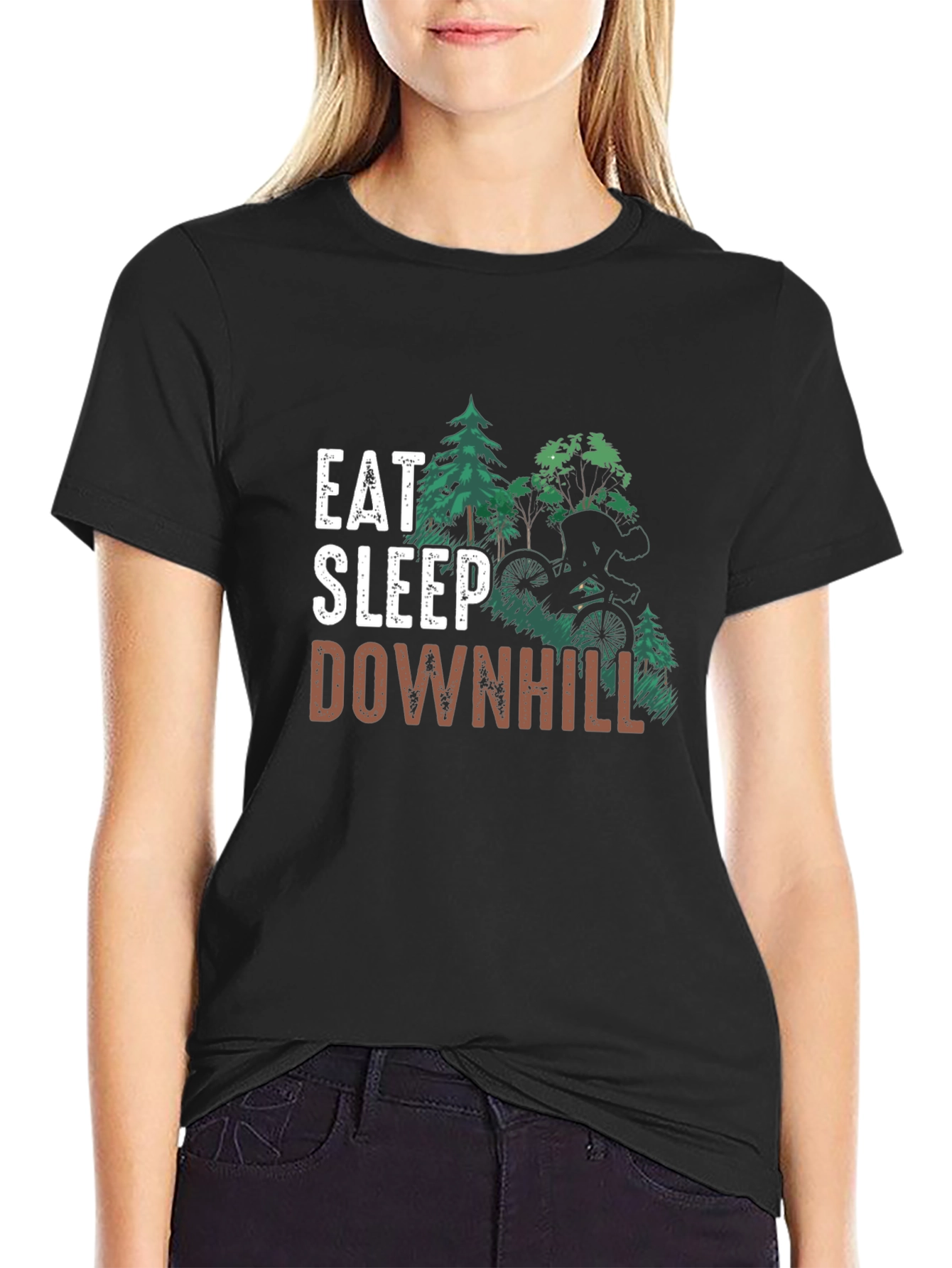 Eat Sleep Downhill Black T-Shirt