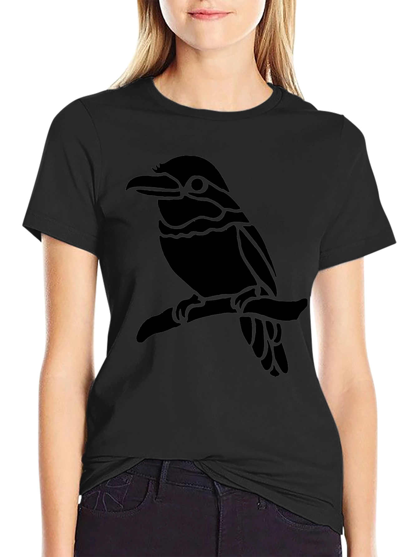 Bird Graphic Black T-Shirt - Casual Style