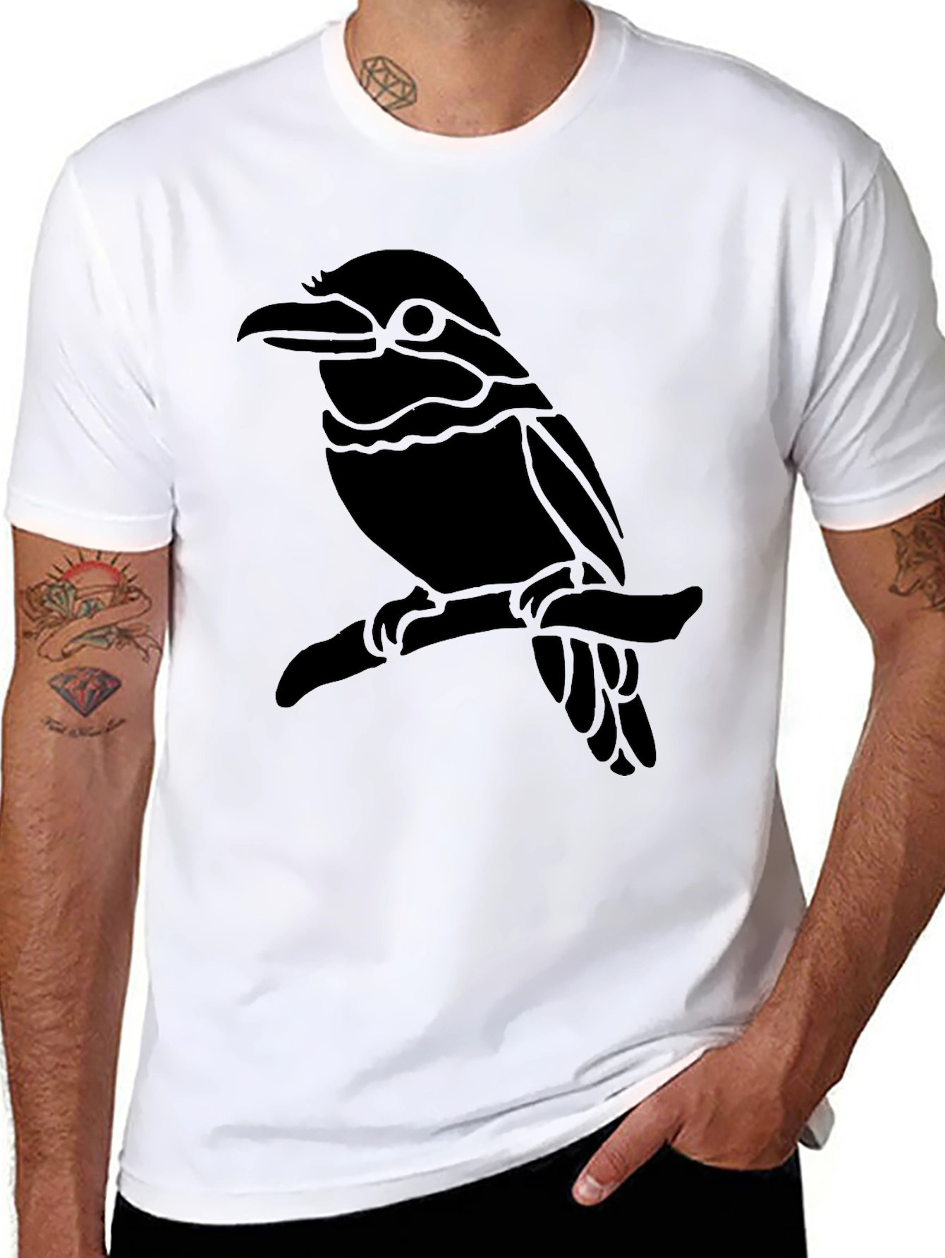 Bird Graphic Black T-Shirt - Casual Style