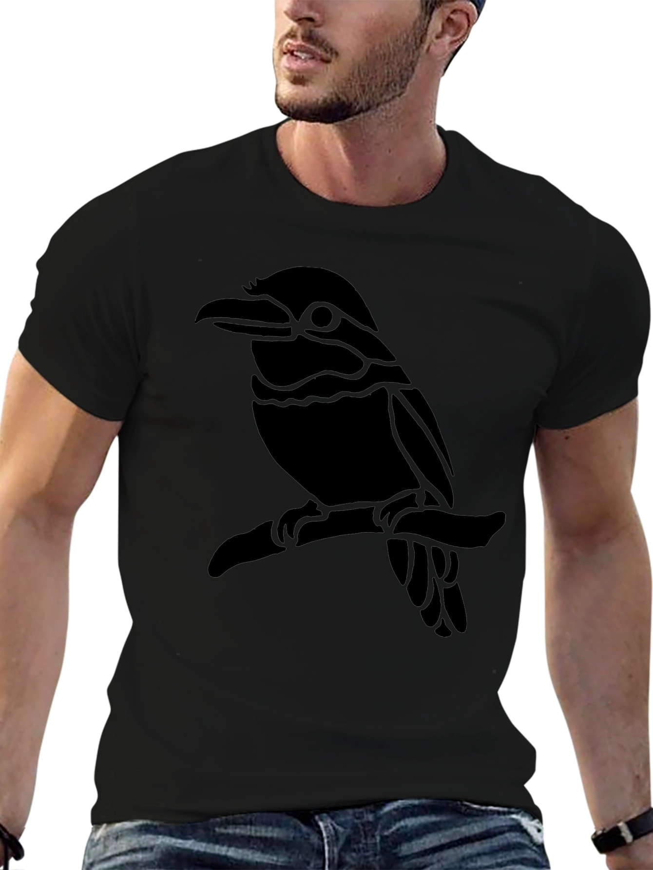 Bird Graphic Black T-Shirt - Casual Style