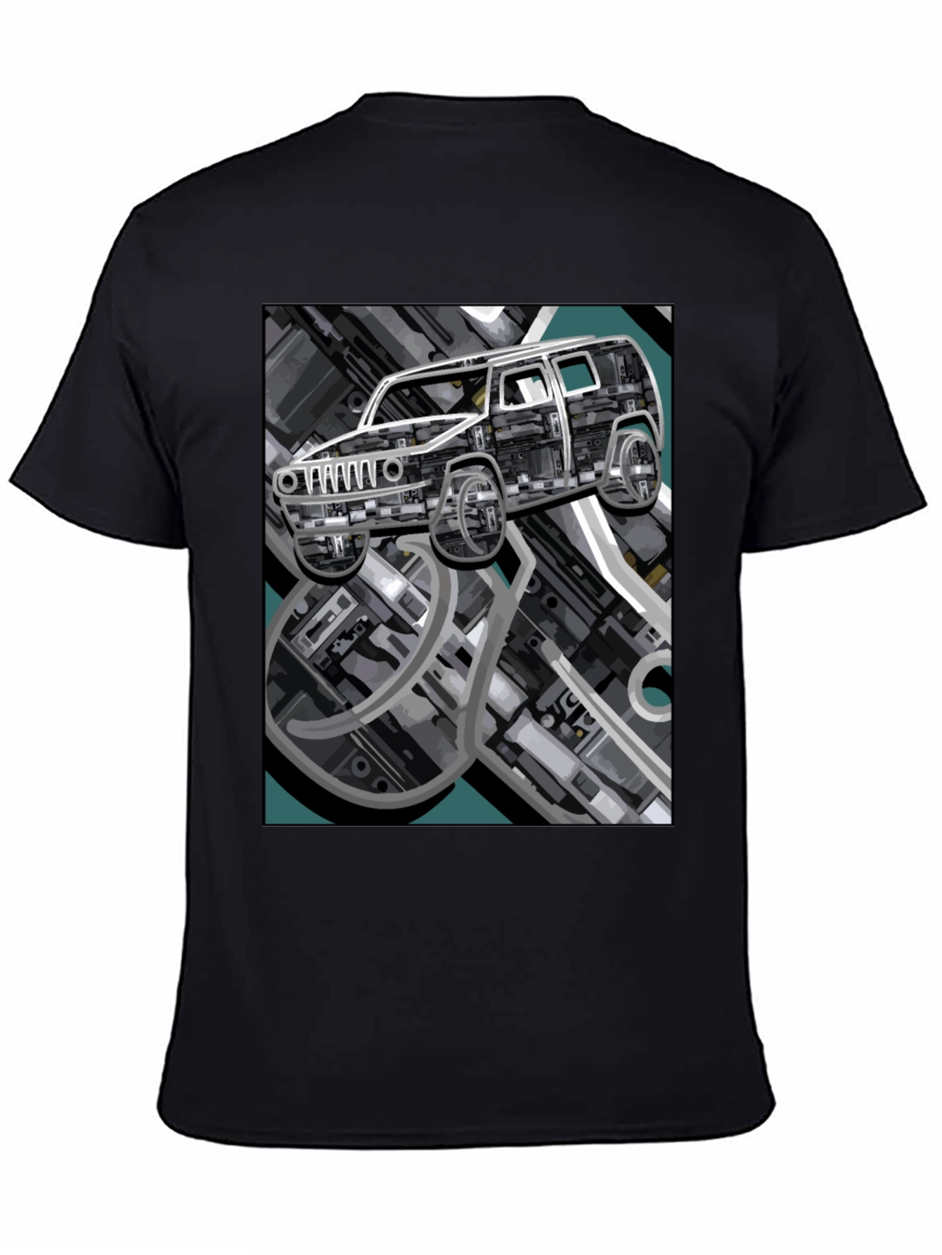 Abstract Car Graphic Black Tee