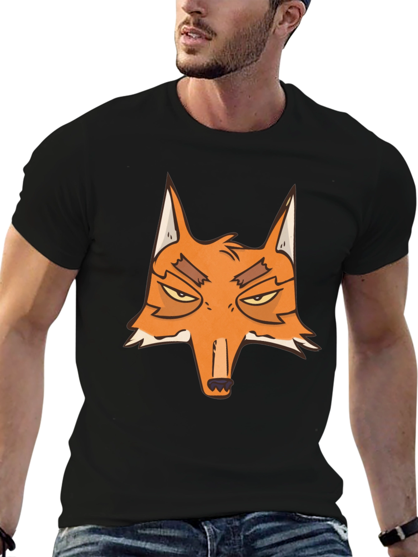 Fox Graphic Tee - Black Cotton Blend Casual Top