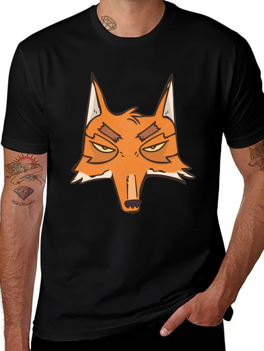 Fox Graphic Tee - Black Cotton Blend Casual Top