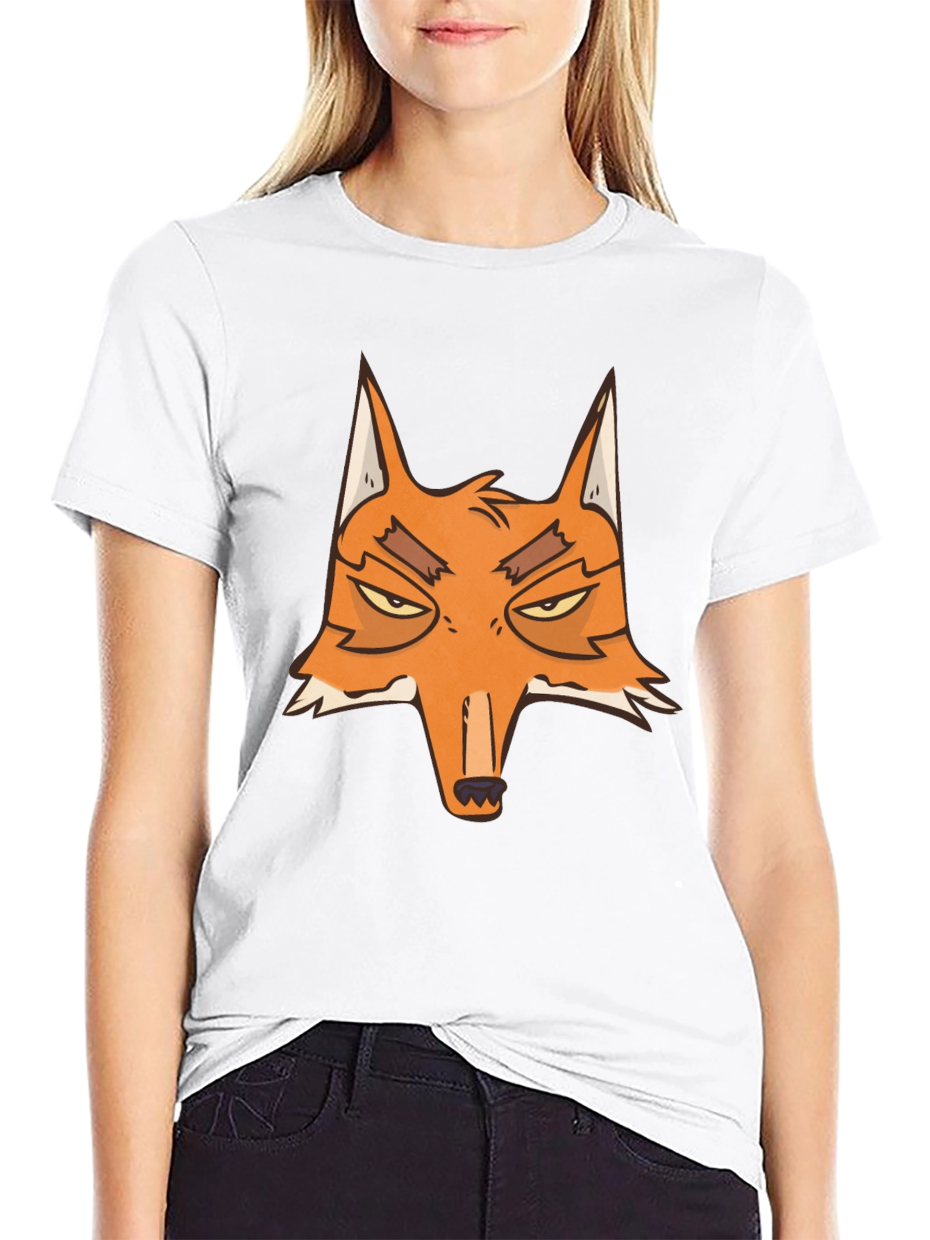 Fox Graphic Tee - Black Cotton Blend Casual Top