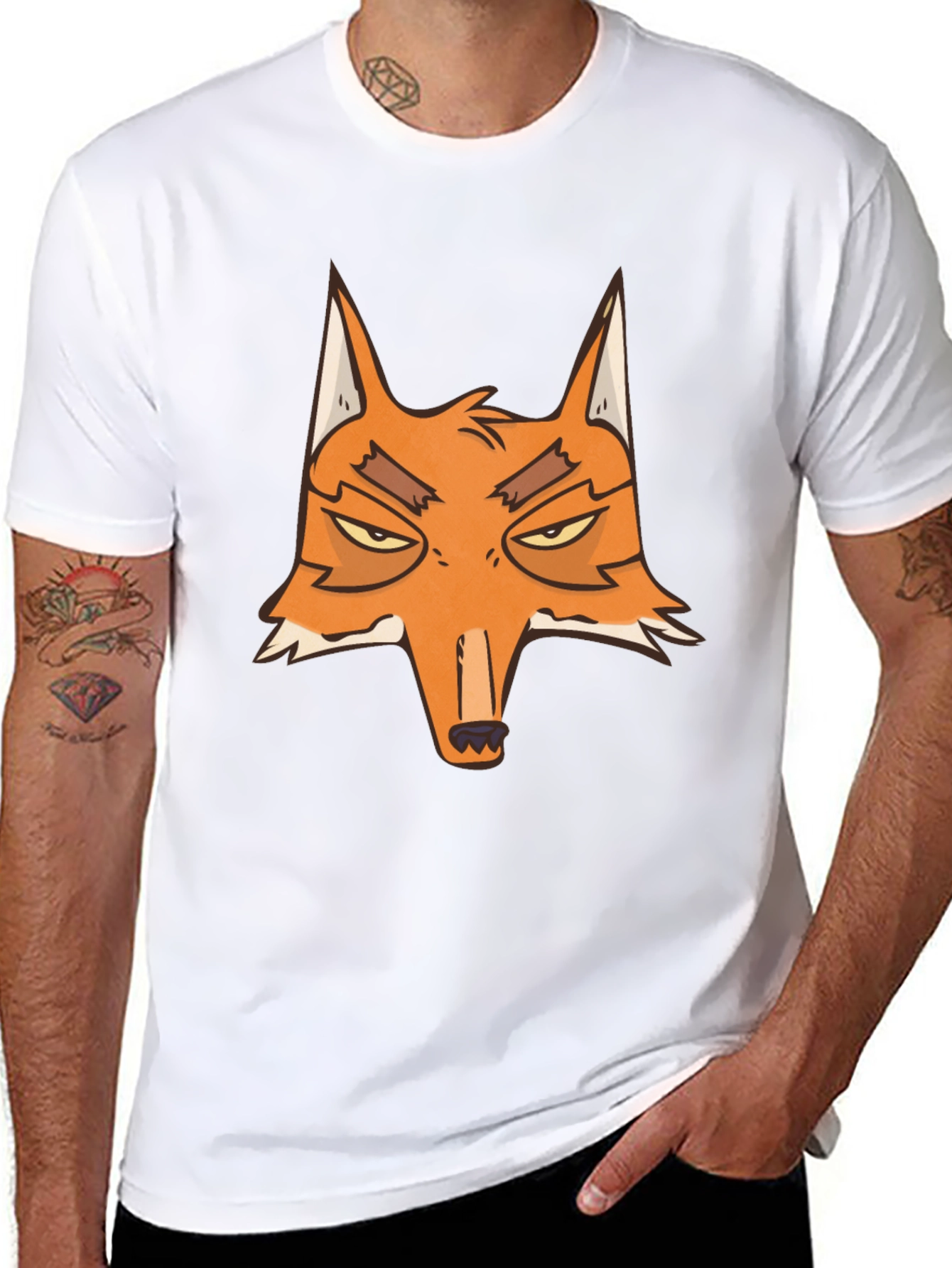 Fox Graphic Tee - Black Cotton Blend Casual Top