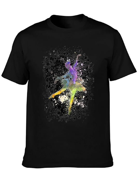 Watercolor Ballerina Black T-Shirt