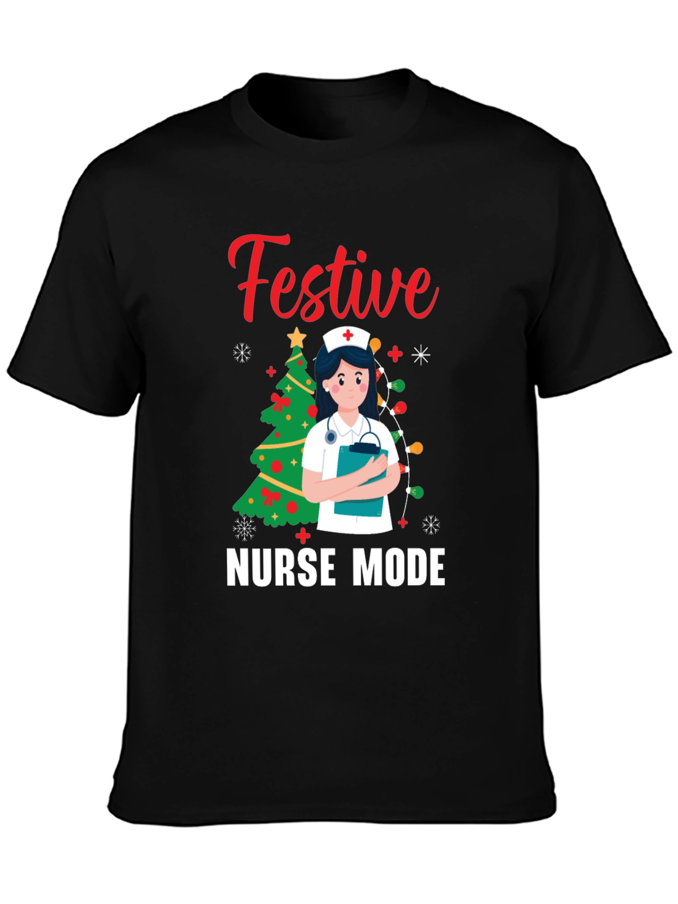 Festive Nurse Mode Christmas Holiday Graphic Tee