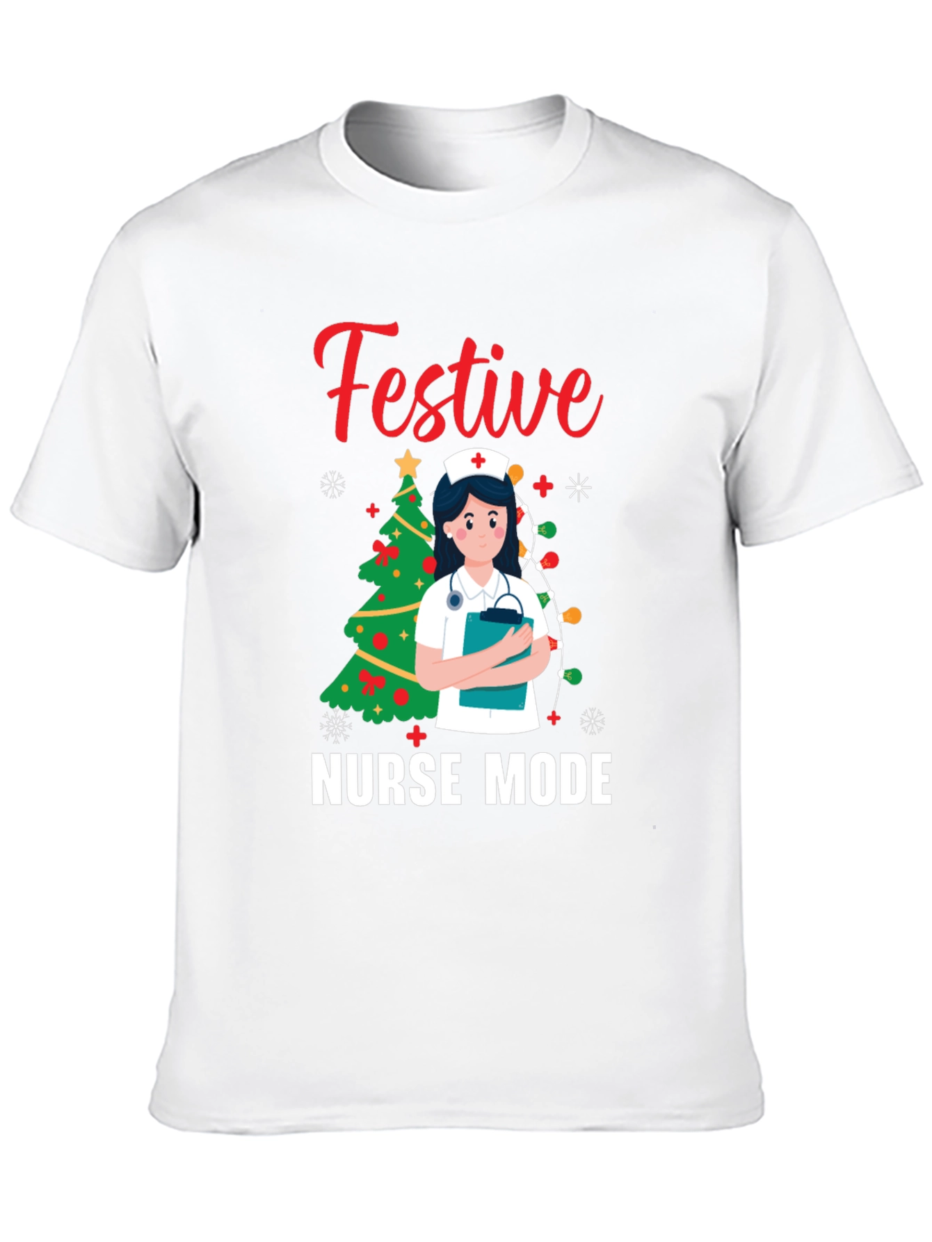 Festive Nurse Mode Christmas Holiday Graphic Tee