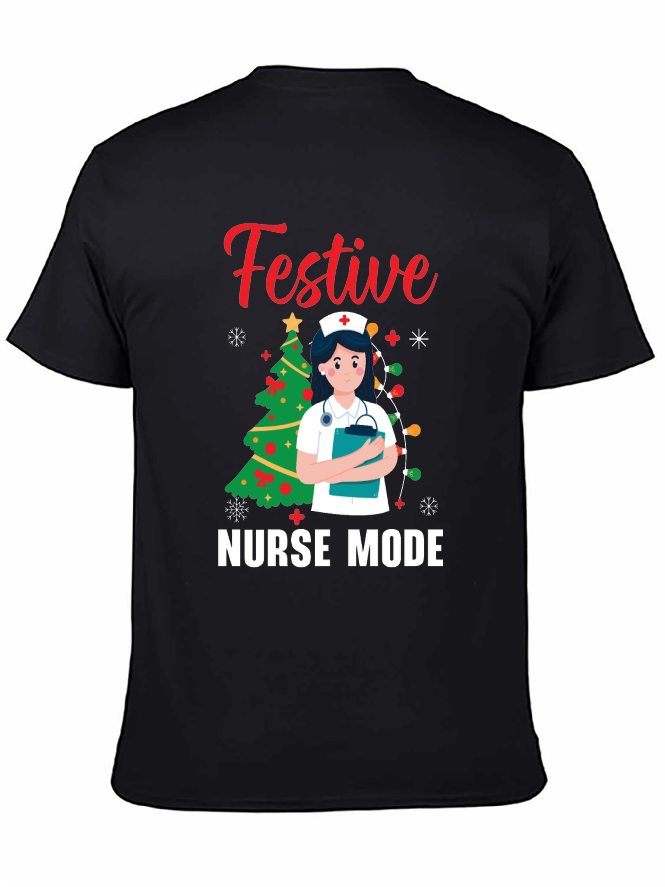 Festive Nurse Mode Christmas Holiday Graphic Tee