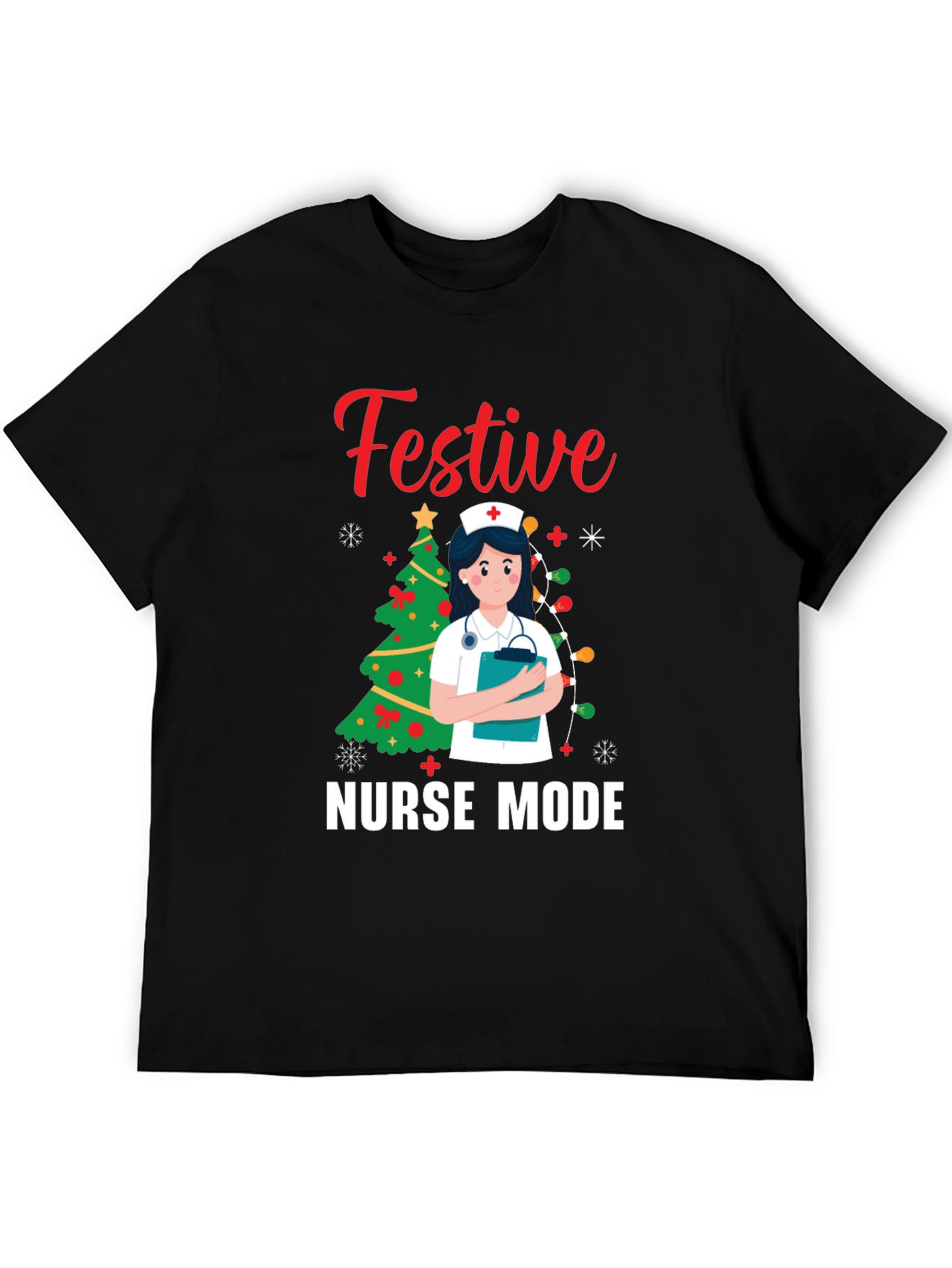 Festive Nurse Mode Christmas Holiday Graphic Tee