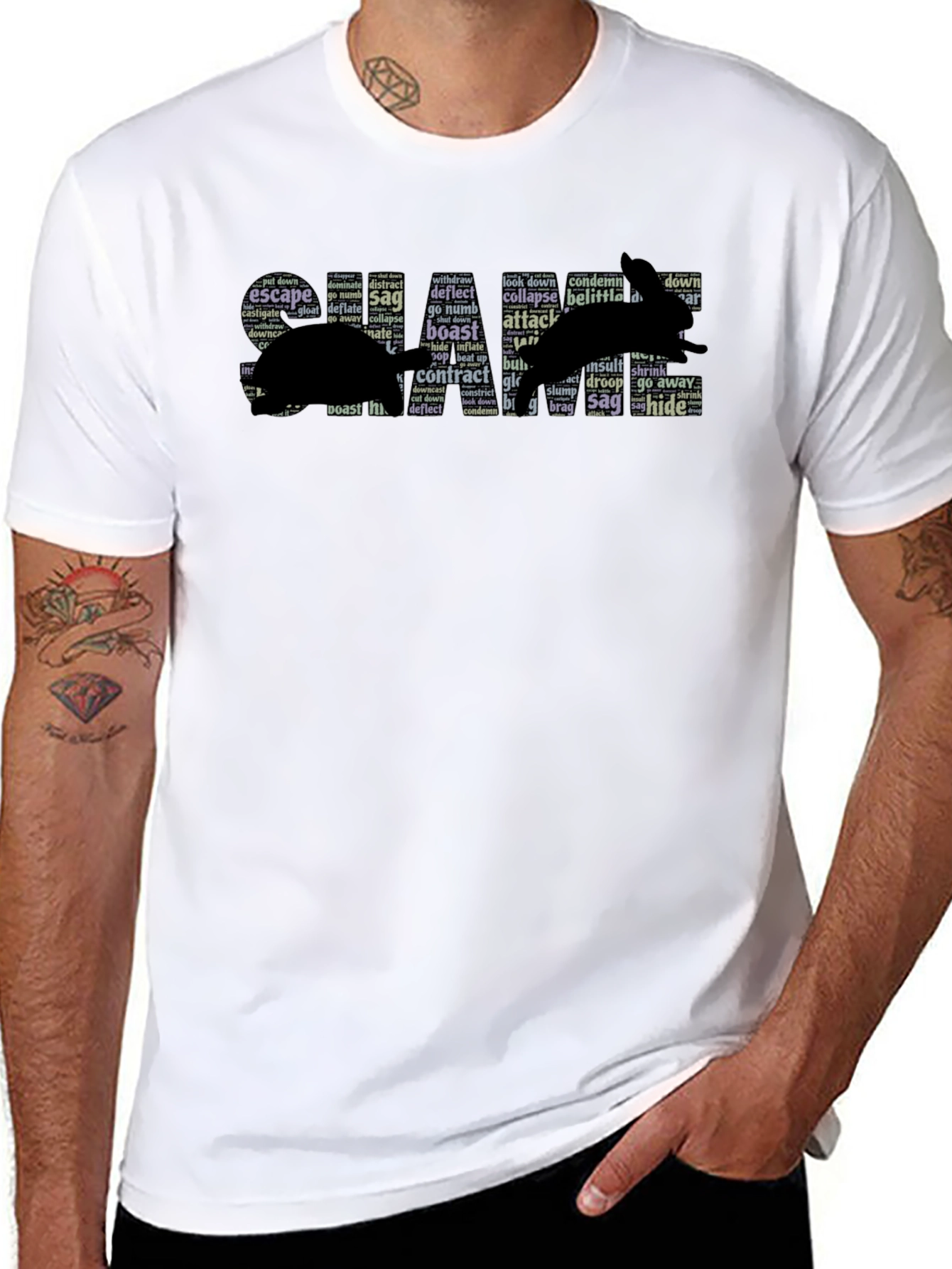 Anxiety Rabbit T-Shirt - Word Art Design