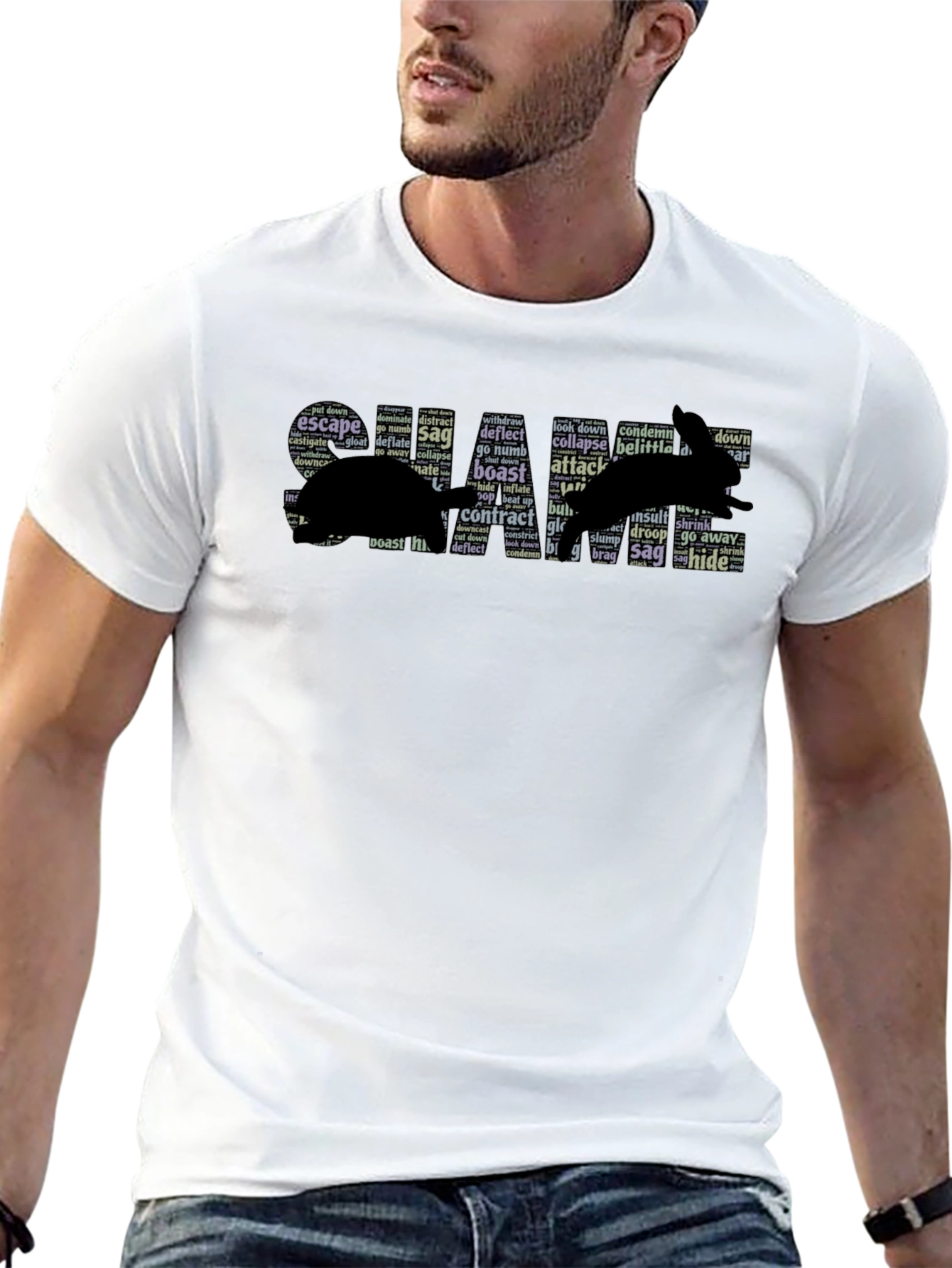 Anxiety Rabbit T-Shirt - Word Art Design