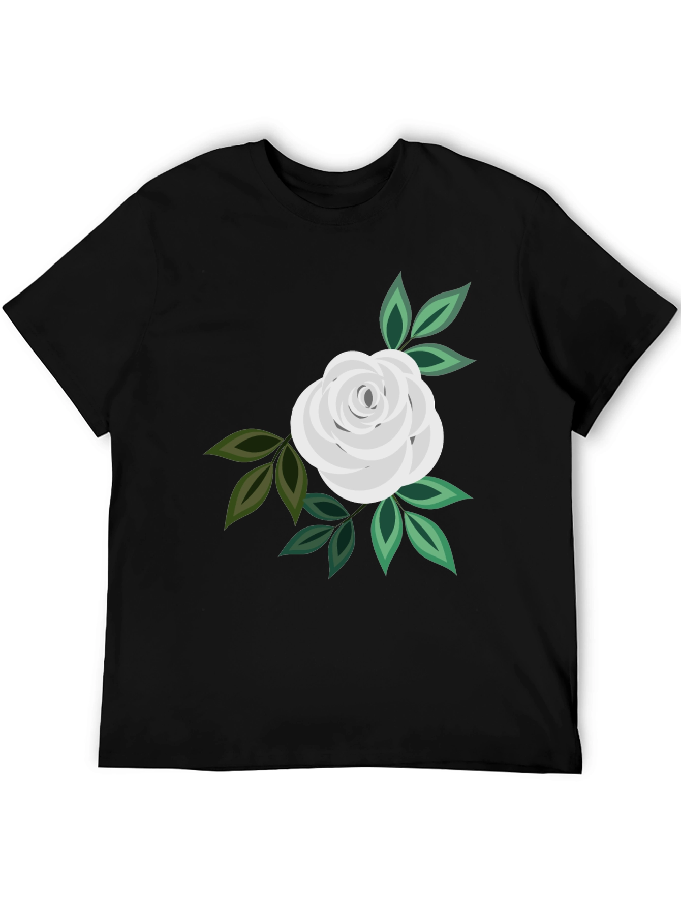 White Rose Graphic Black T-Shirt