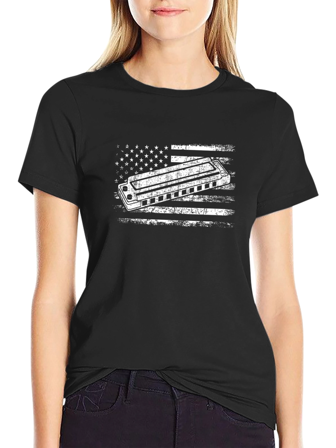 American Flag Harmonica T-Shirt