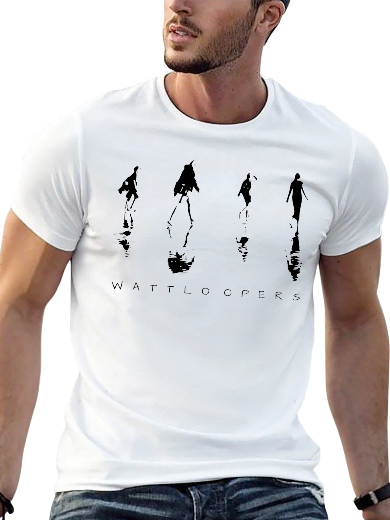 Wattloopers Silhouette Graphic Tee - Black Cotton Casual Top