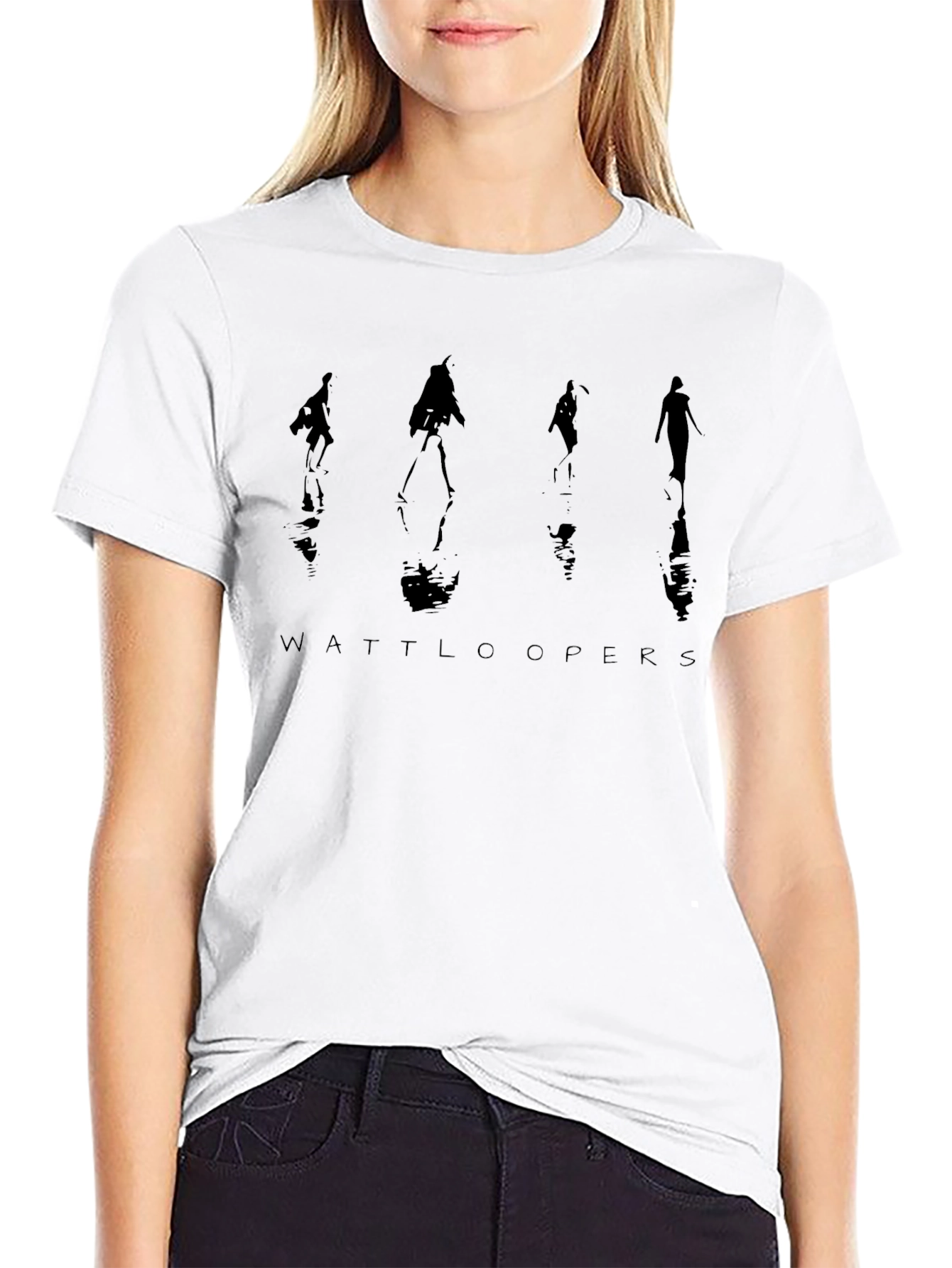 Wattloopers Silhouette Graphic Tee - Black Cotton Casual Top