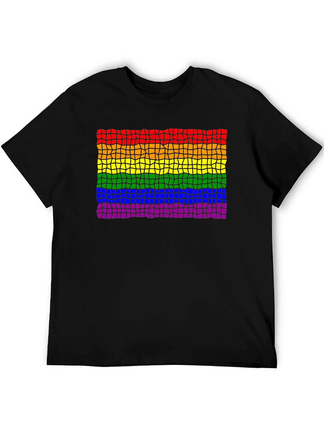 Pride Mosaic Tee - Black Cotton LGBTQ+ Shirt