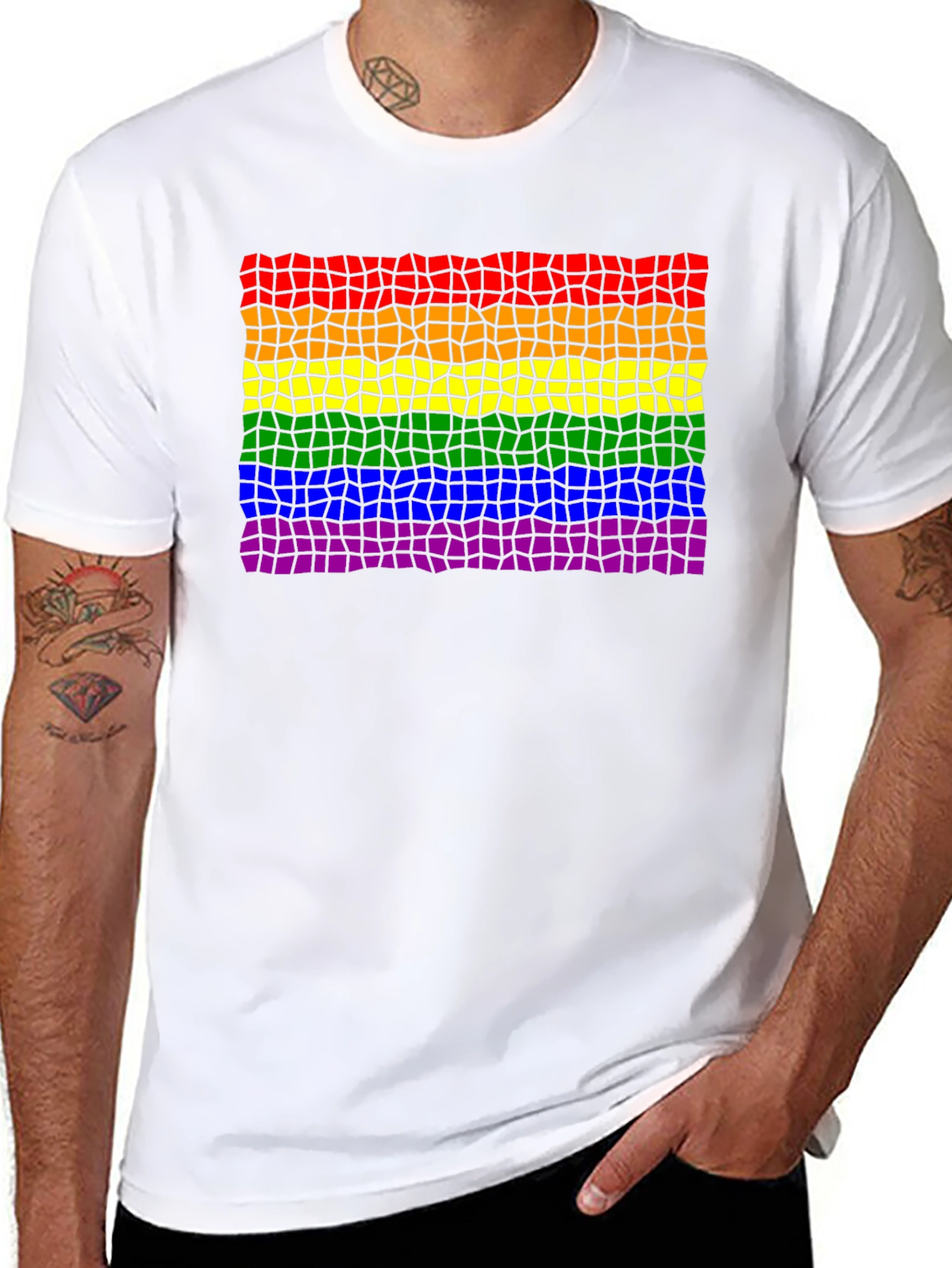 Pride Mosaic Tee - Black Cotton LGBTQ+ Shirt