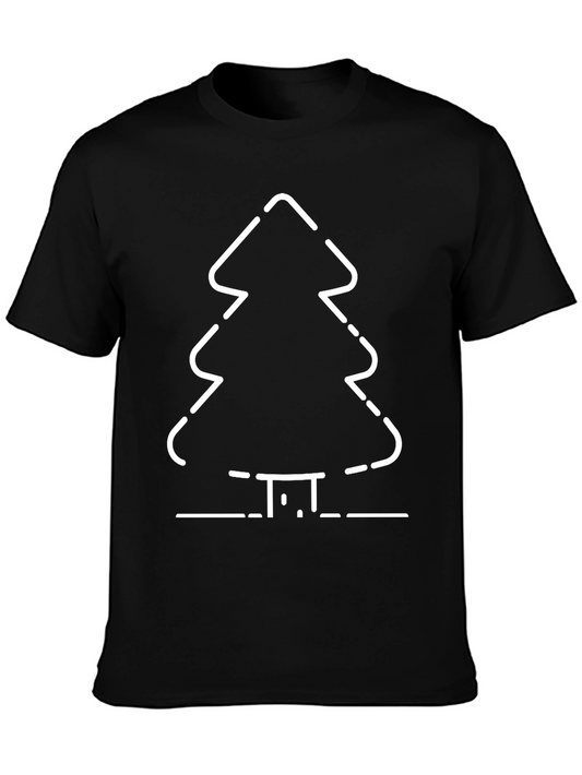 Minimalist Christmas Tree Graphic Tee - Black
