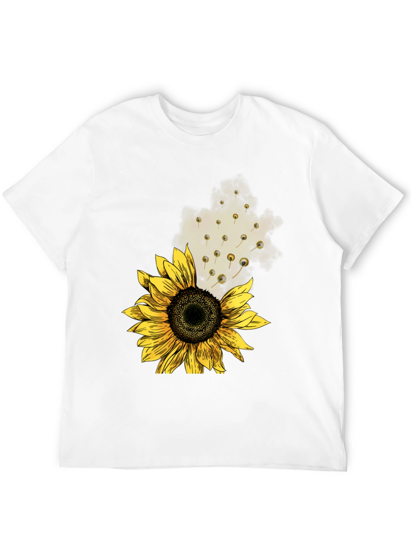 Sunflower Print Mens Black Tee