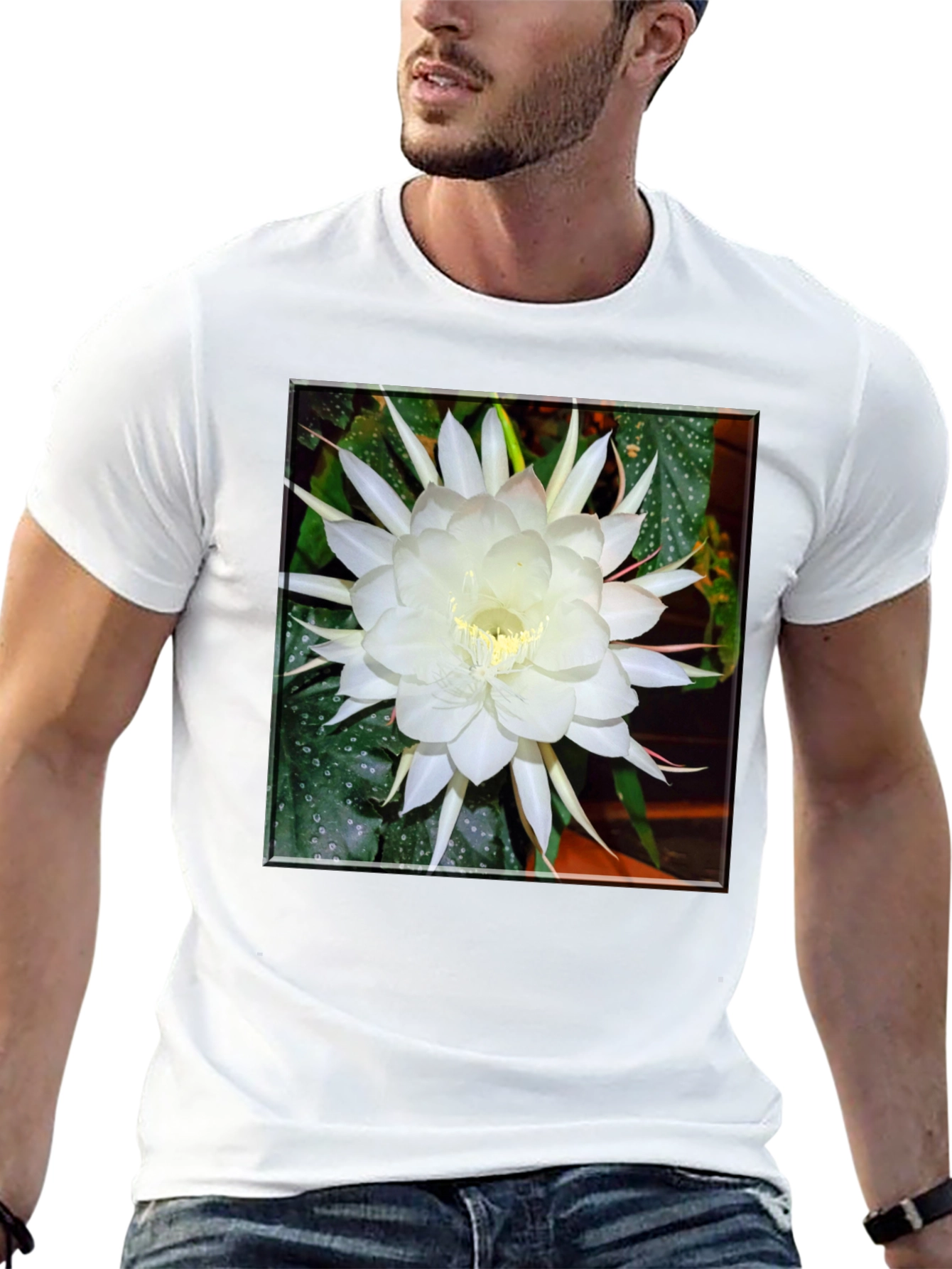 Floral T-Shirt - White Flower Design