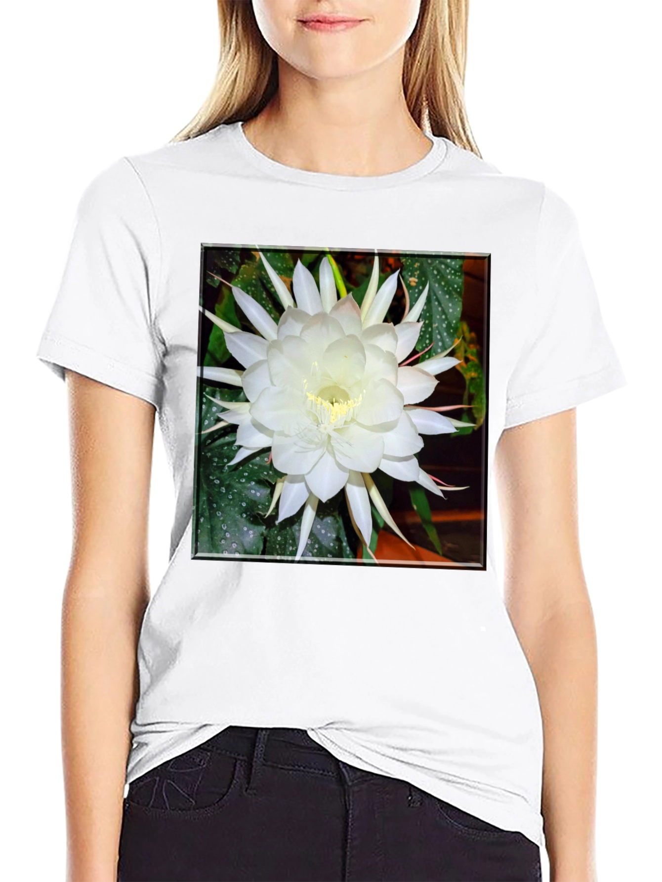 Floral T-Shirt - White Flower Design