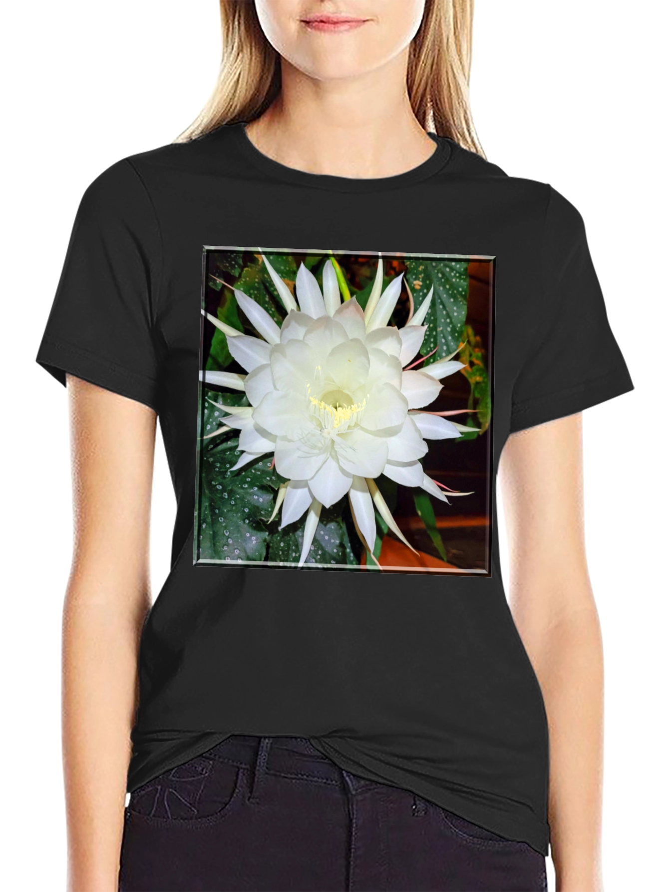 Floral T-Shirt - White Flower Design