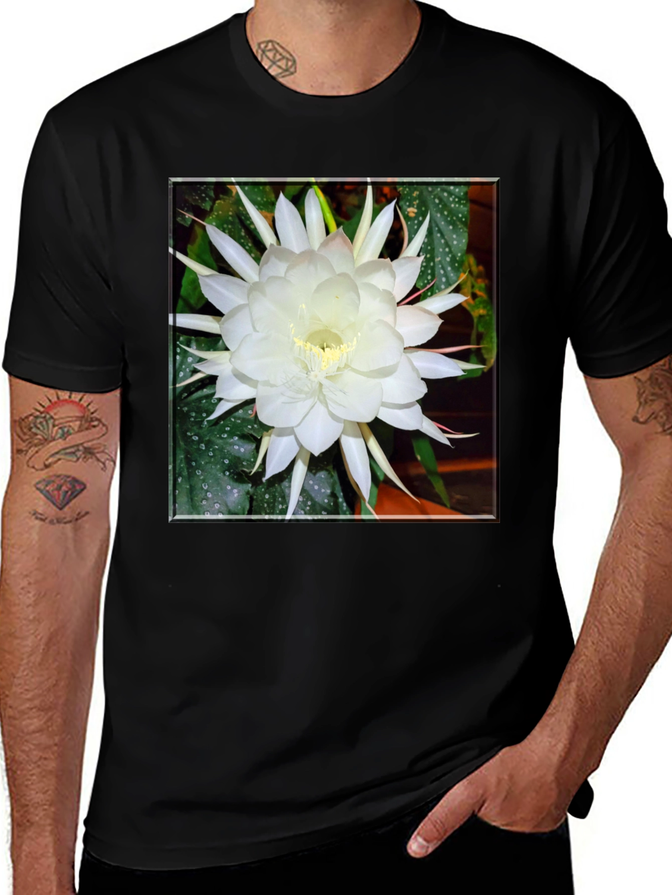 Floral T-Shirt - White Flower Design