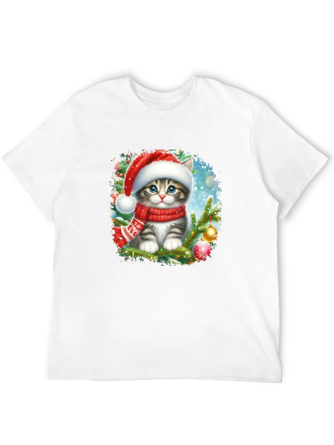 Christmas Cat T-Shirt: Santa Hat Kitten Tee