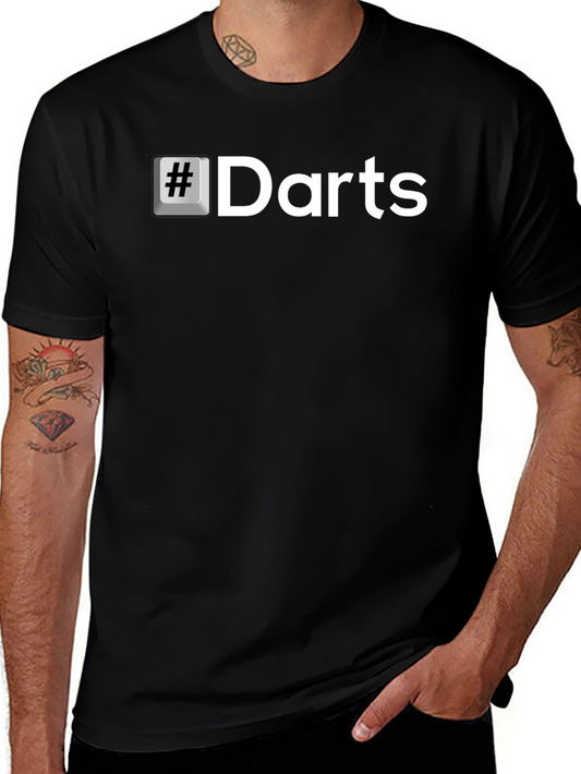 Darts Hashtag T-Shirt - Black Casual Tee
