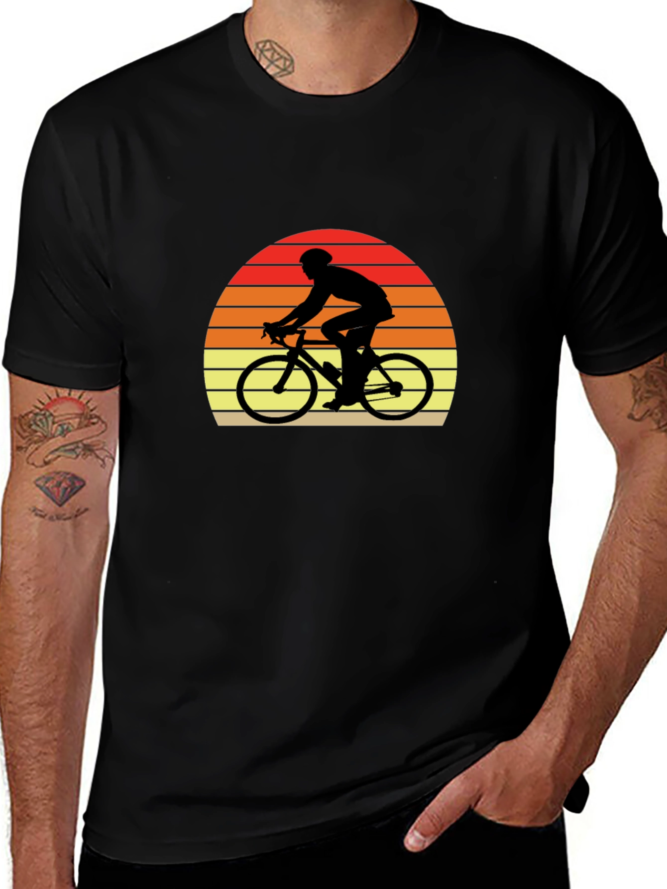 Retro Cyclist T-Shirt - Sunset Ride Design