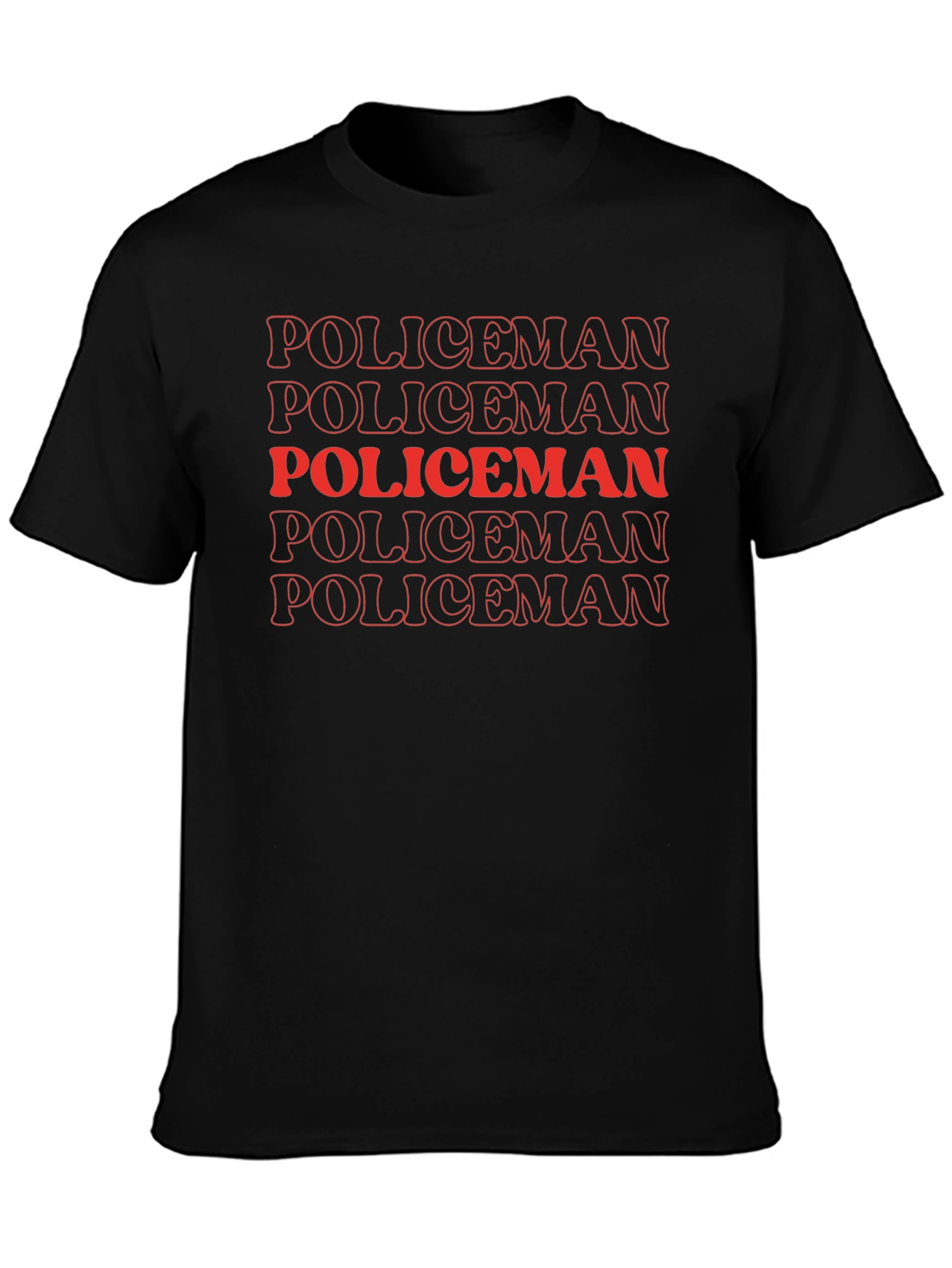 Policeman Text Stack Graphic Tee - Black