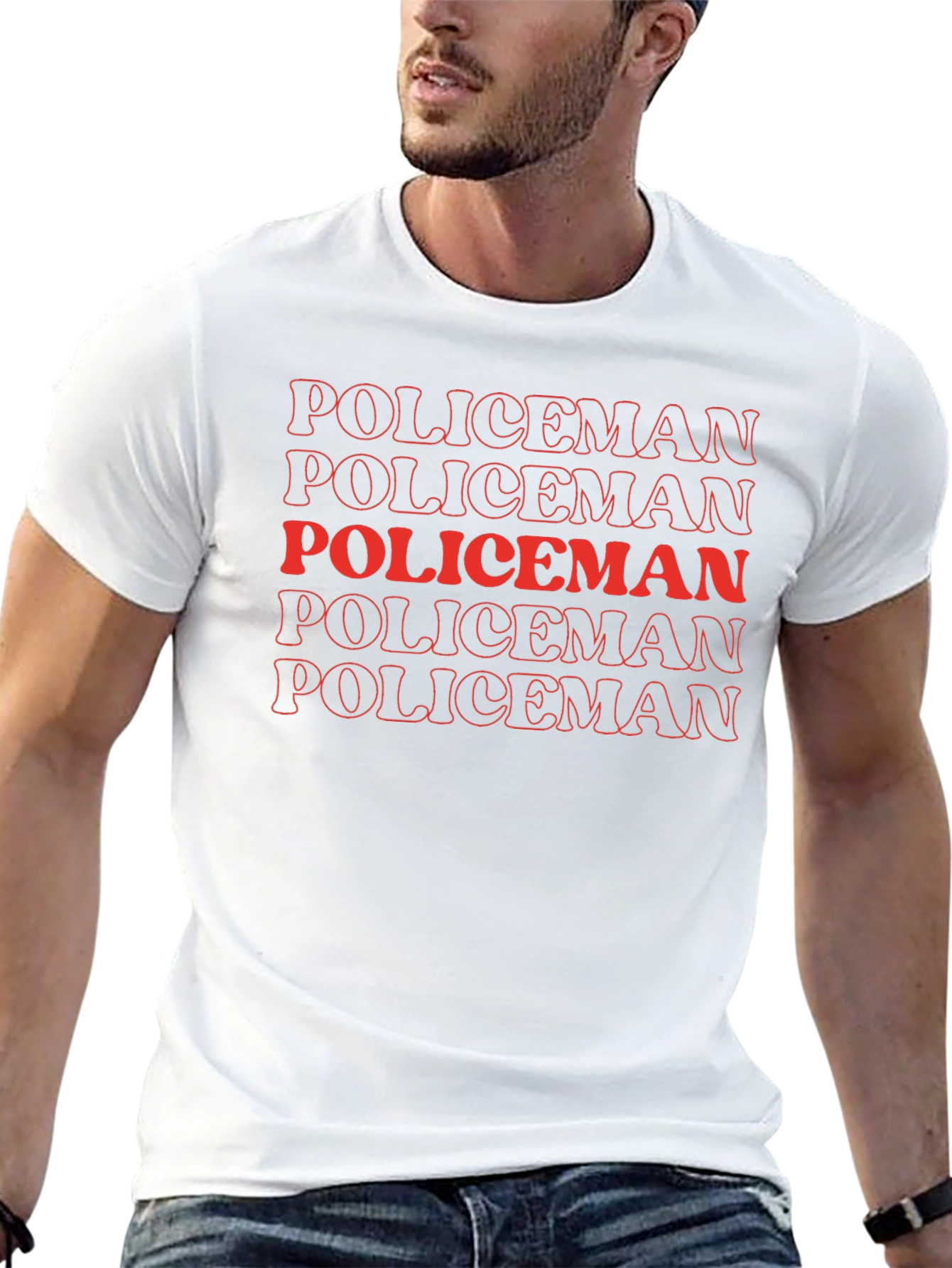 Policeman Text Stack Graphic Tee - Black