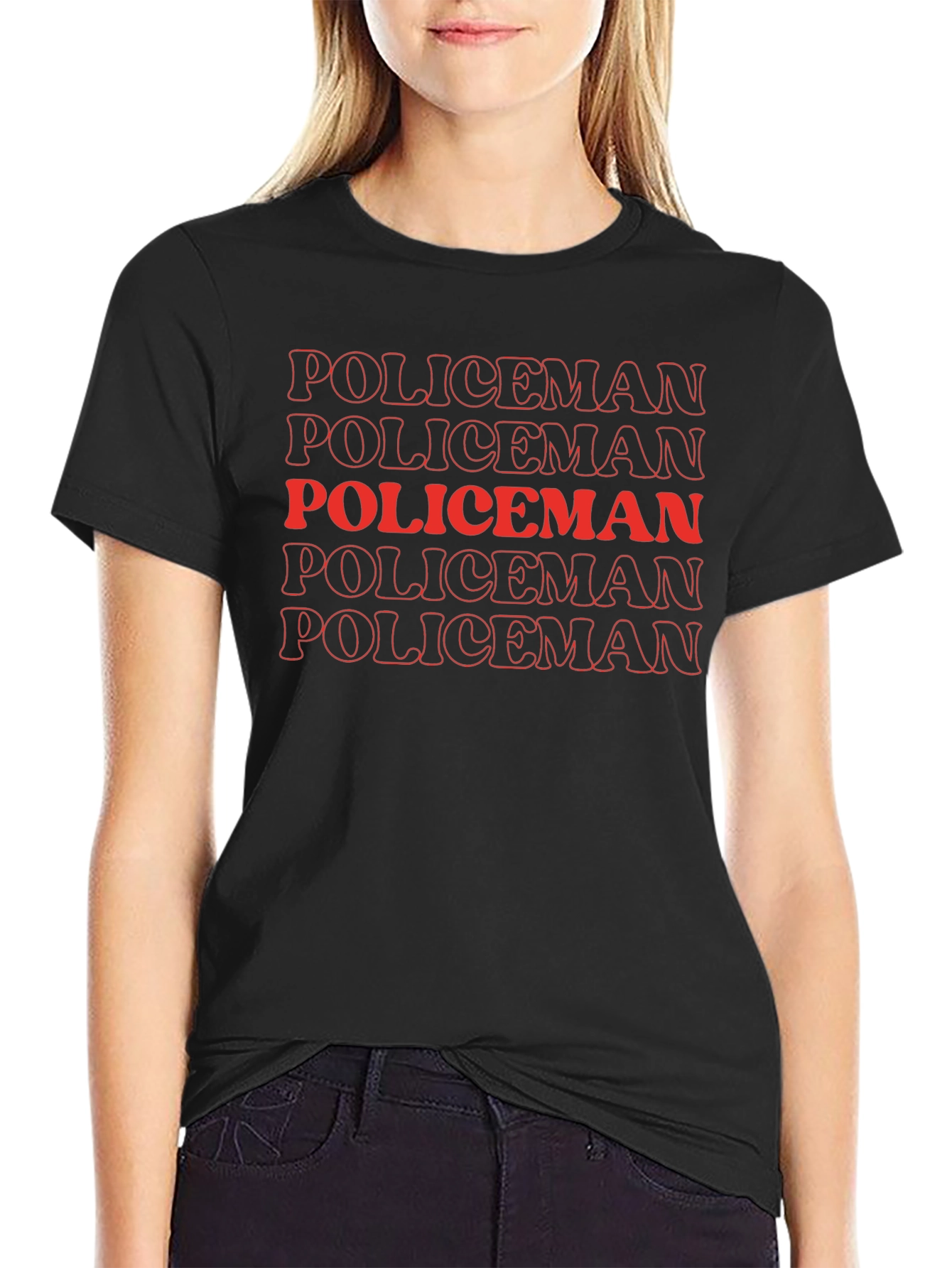 Policeman Text Stack Graphic Tee - Black