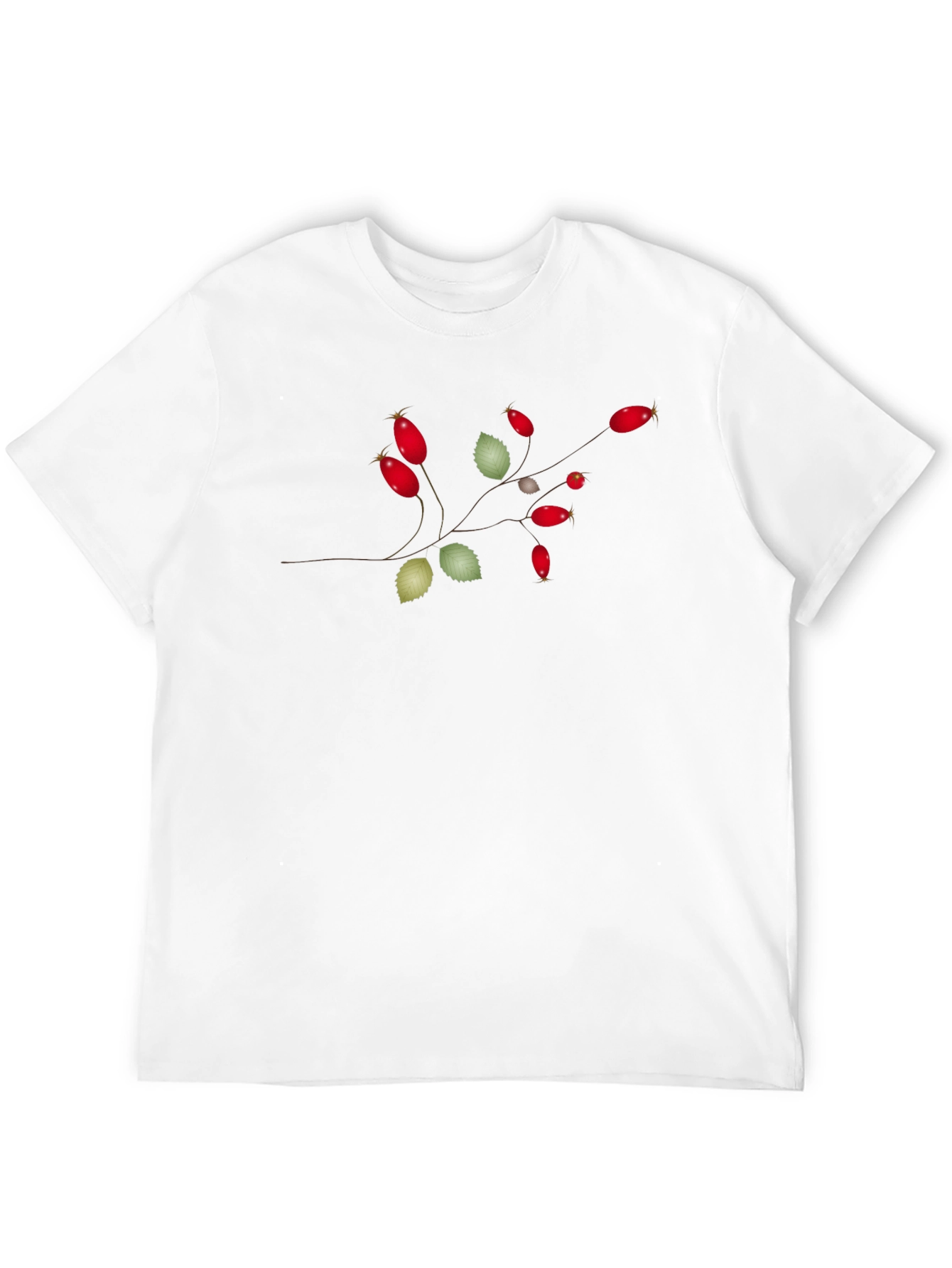 Botanical Rosehip Branch Graphic Tee - Black