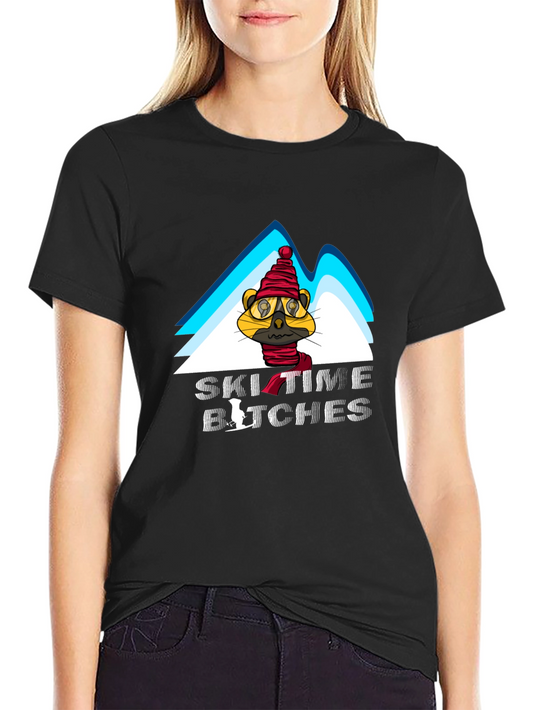 Ski Time Tee - Cartoon Animal Design