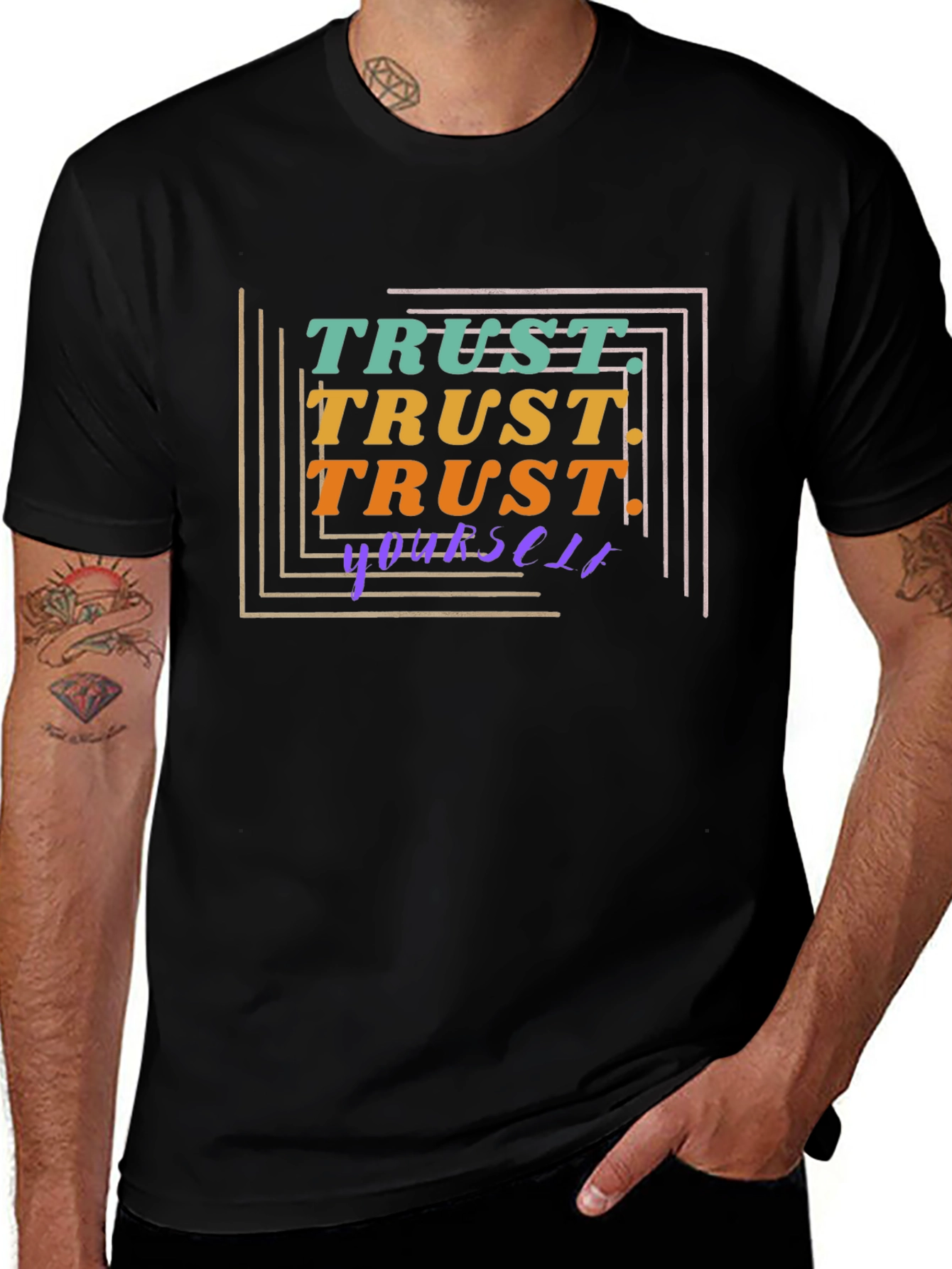 Trust Yourself Graphic Tee - Stylish Black T-Shirt