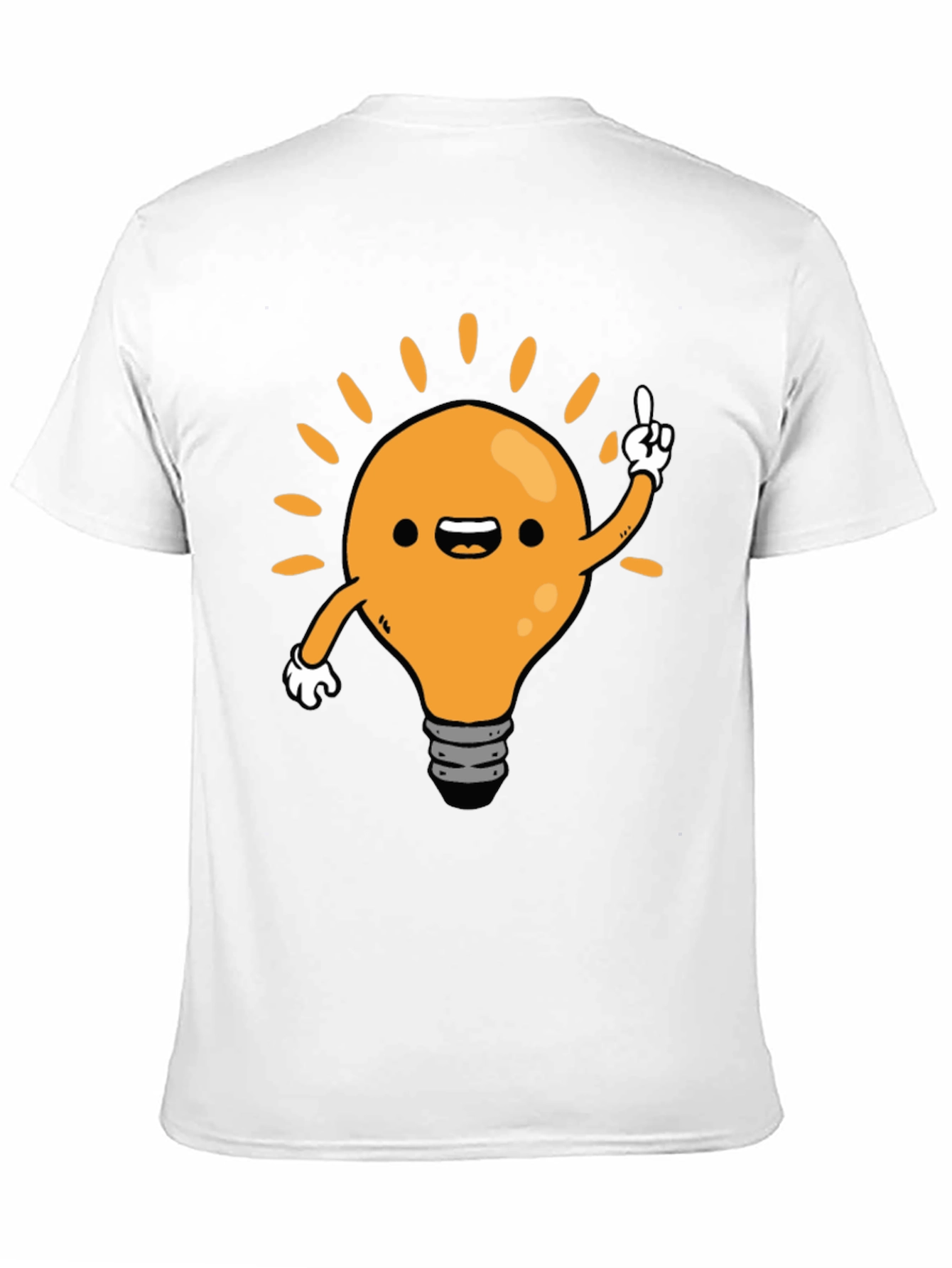 Cartoon Light Bulb Idea Black T-Shirt